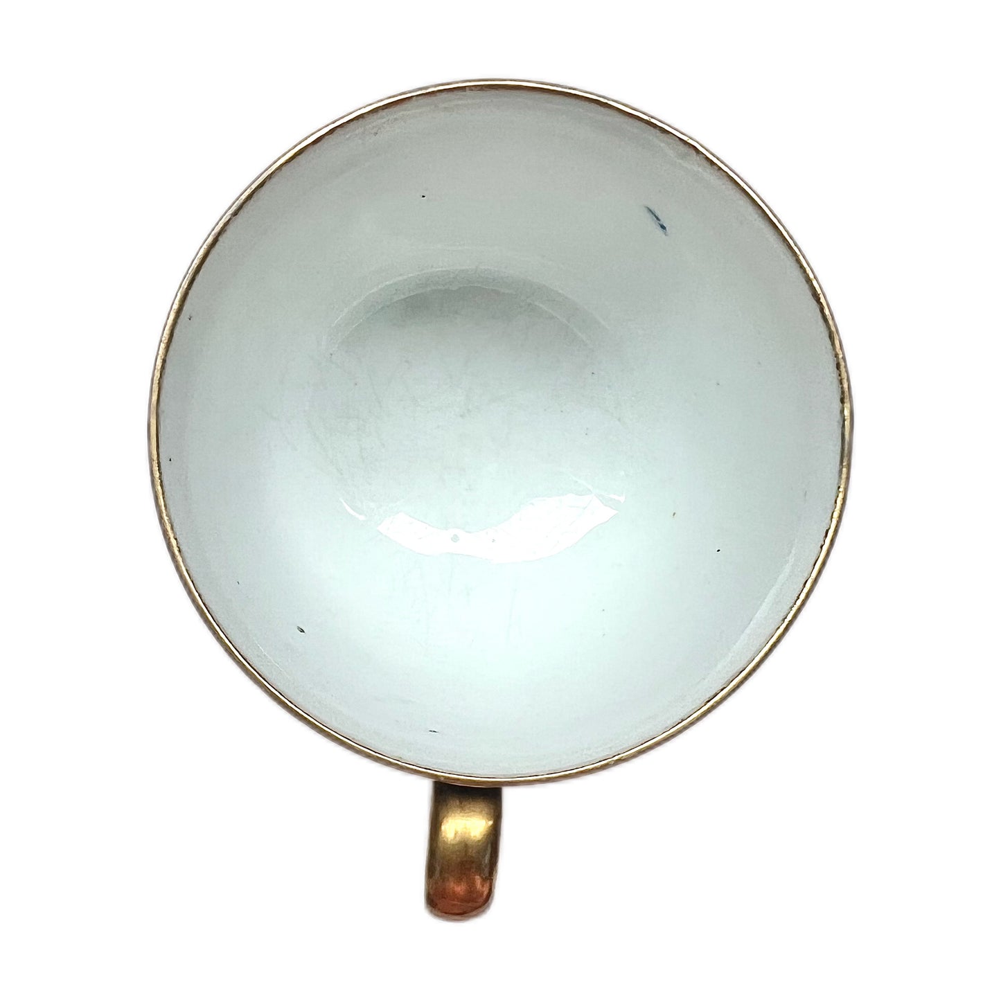 Antique Regency period English hard paste porcelain Bute shaped teacup with ringhandle
