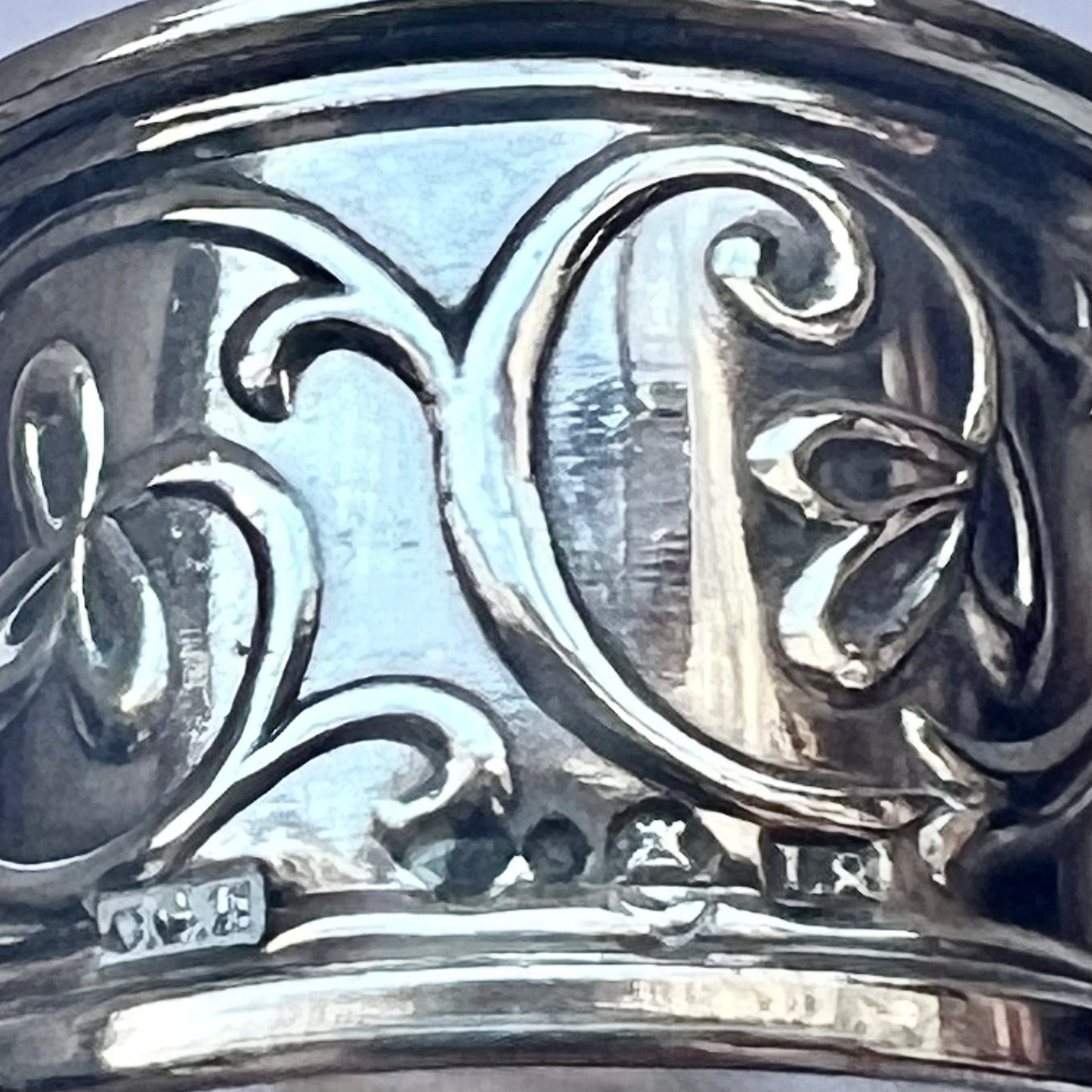 瑞典古董 .800 银餐巾/餐巾环,1937 年,CG Hallbergs GAB,斯德哥尔摩