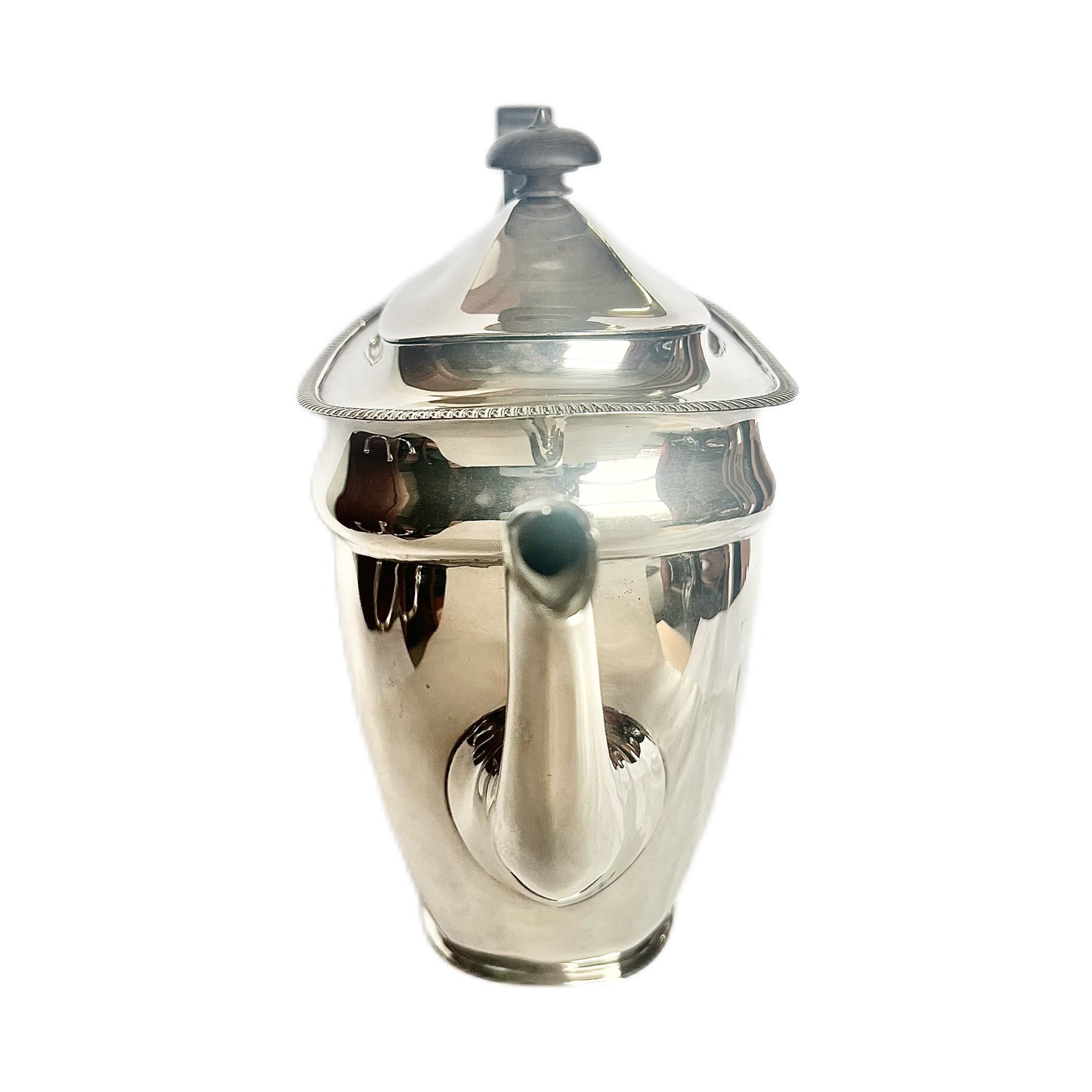 Edwardian sterling silver coffee pot with timber finial and handle, Martin, Hall & Co