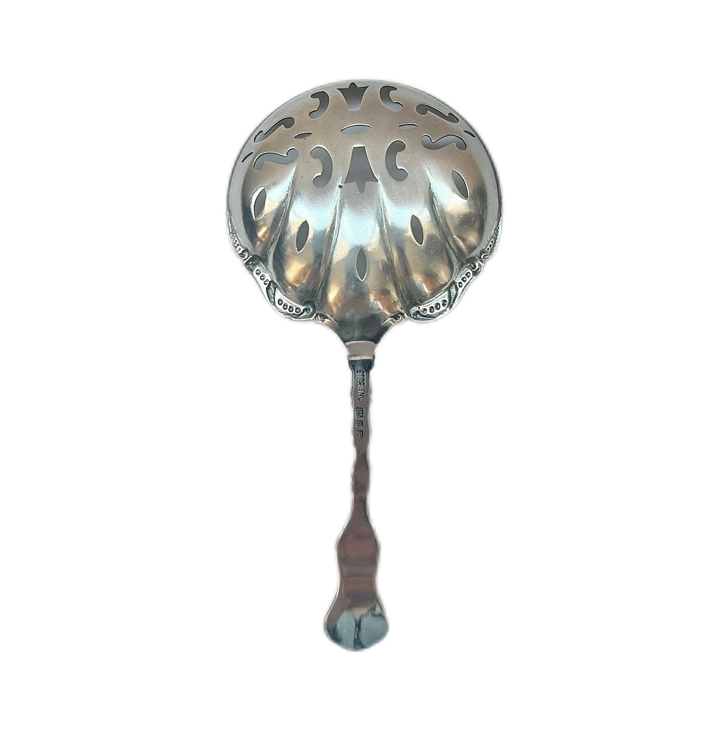 Antique sterling silver pierced spoon