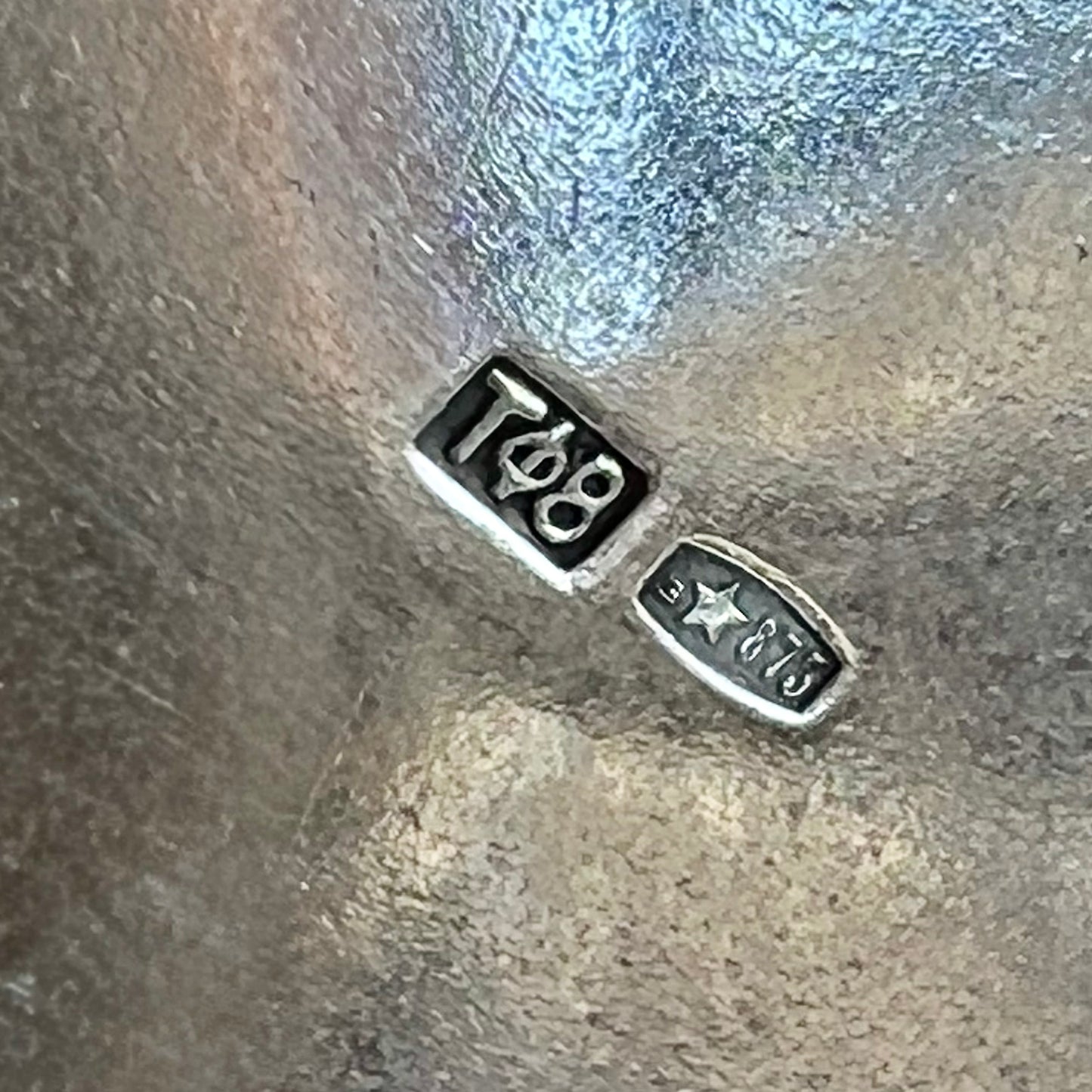 Midcentury USSR .875 silver cache pot with hinged handle, Tallinn Jewellery Factory, Estonia