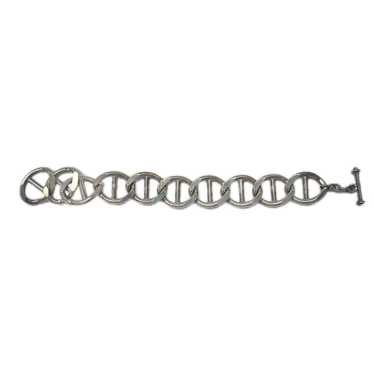Pulsera de eslabones de plata de ley europea vintage de mediados de siglo