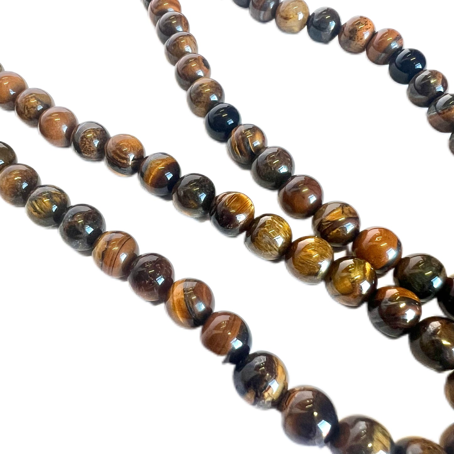 Vintage jasper and tiger’s eye mala necklace with silk tassel
