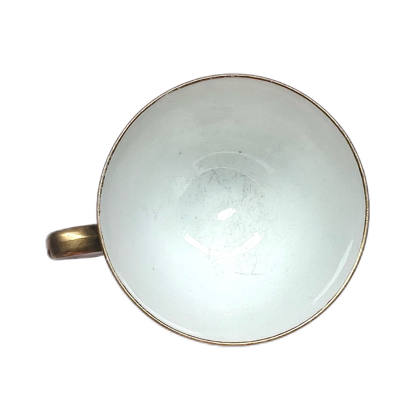 Early Regency period English hard paste porcelain Bute shaped teacup with ringhandle, circa 1800s to 1810s