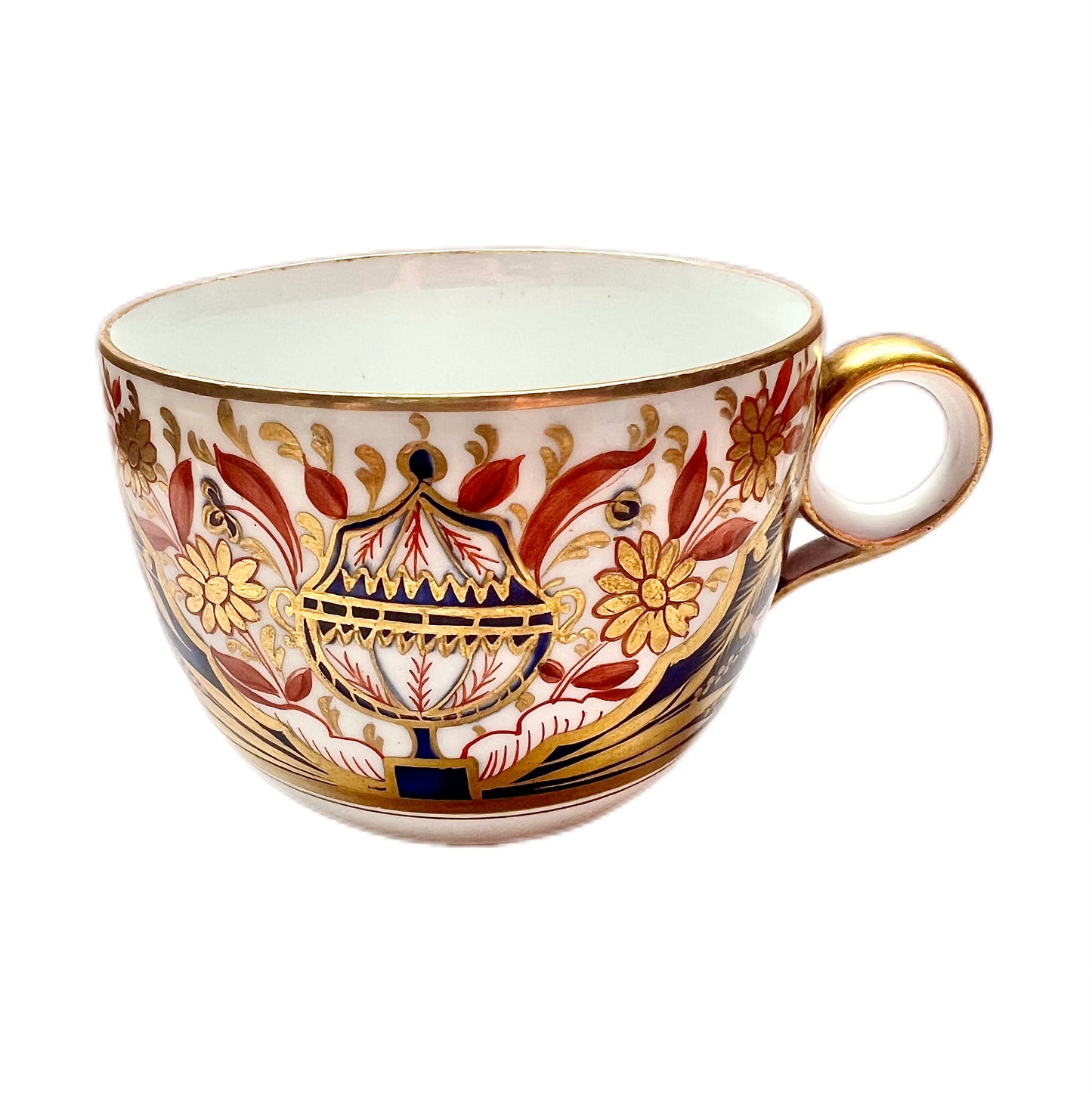 Antique Regency period English hard paste porcelain Bute shaped teacup with ringhandle