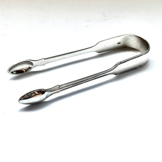 Late Victorian sterling silver tongs, with marks for Chawner & Co. George Adams period