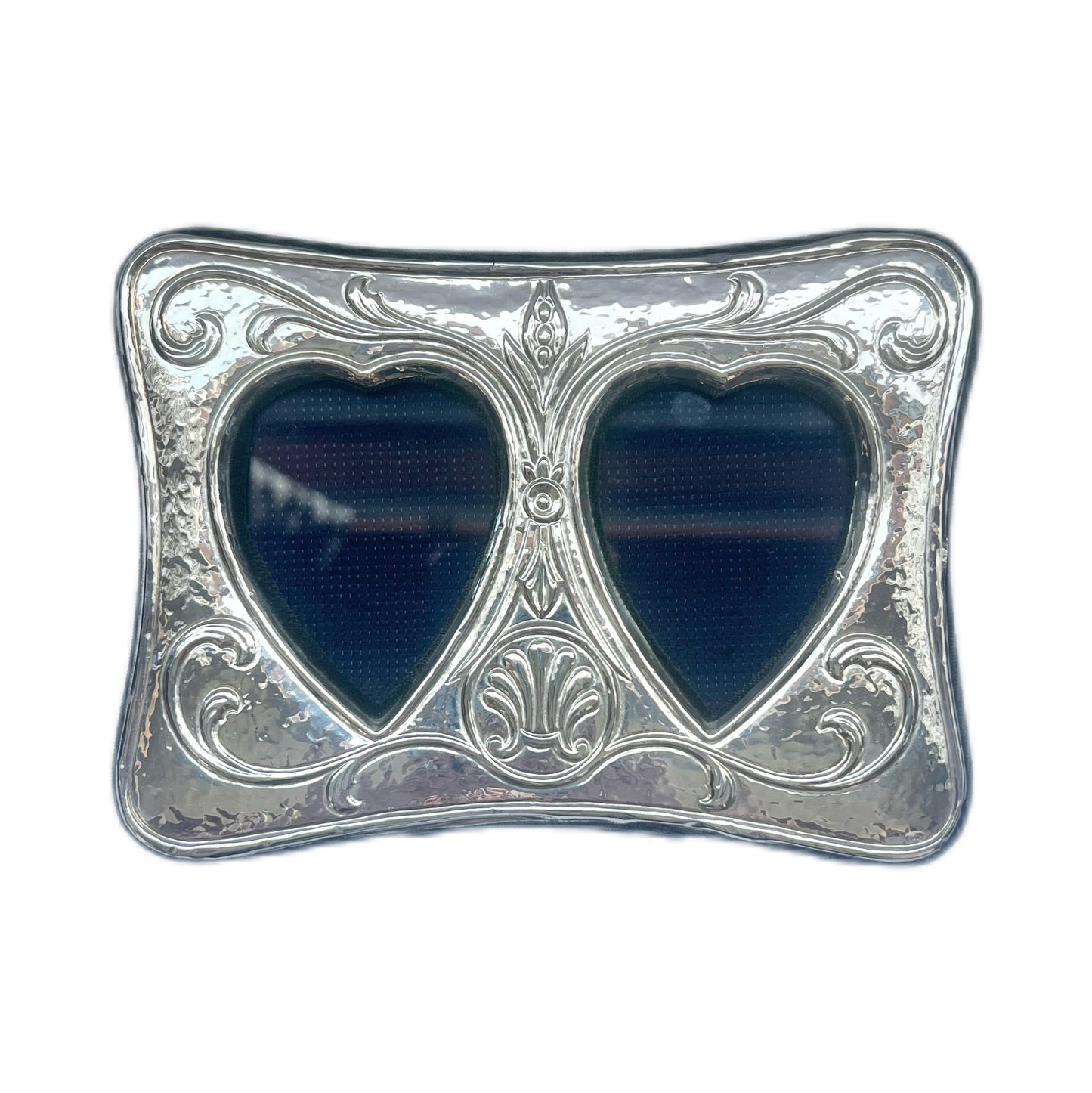 Vintage Italian sterling silver and velvet sweetheart photo frame