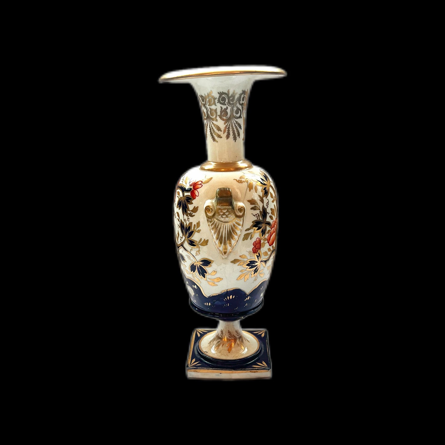 Jarrón antiguo de porcelana Mayer & Newbold de estilo Imari, circa 1820.
