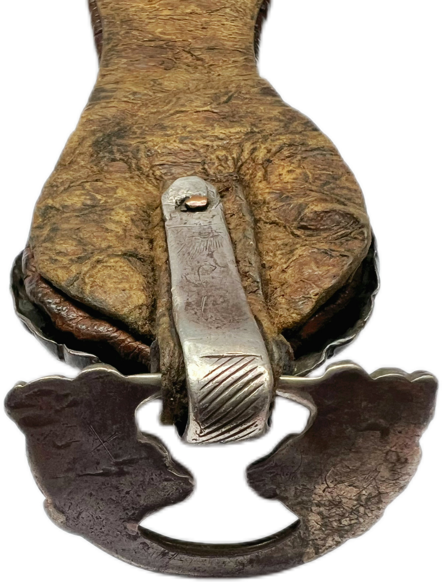 Rare 19th century Tibetan coral and silver lochab belt ornament