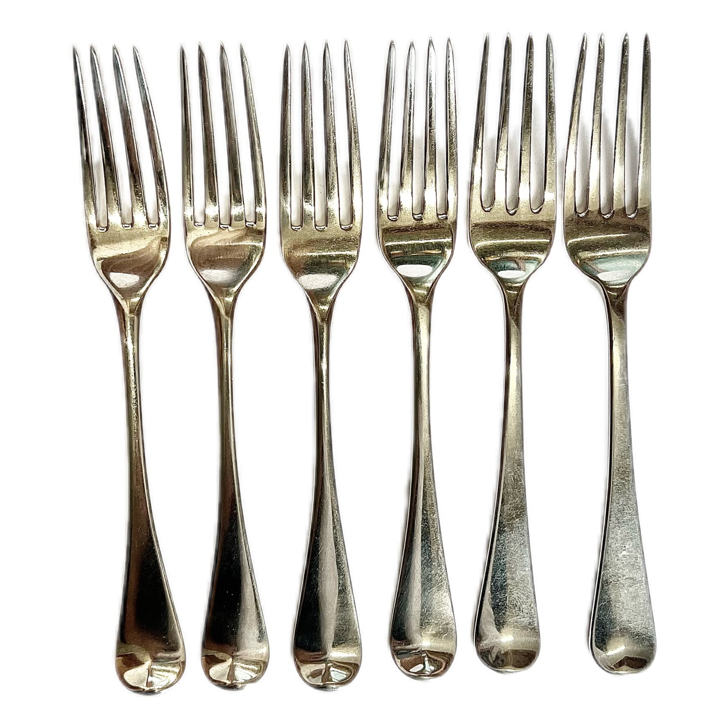 Set of 6 Regency period sterling silver entree forks, 4 by Mary & Eliza Sumner