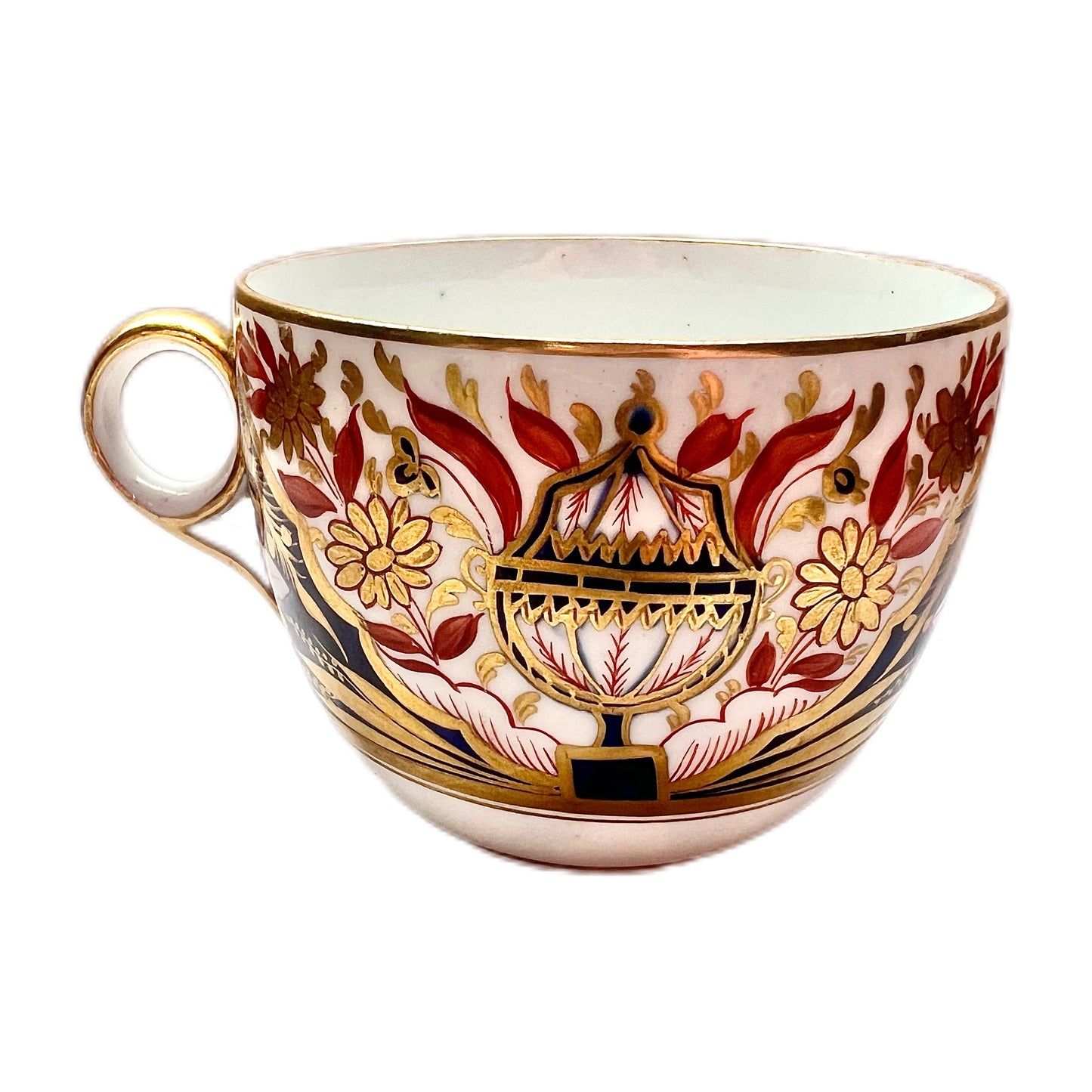 Antique Regency period English hard paste porcelain Bute shaped teacup with ringhandle