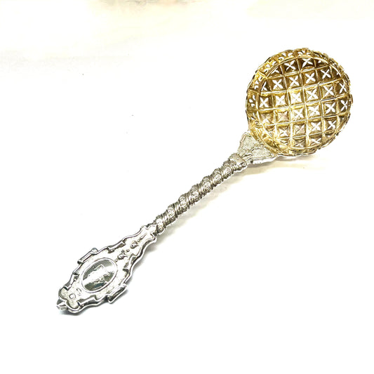 Victorian sterling silver sugar sifter spoon with marks for London, 1867, Francis Higgins II