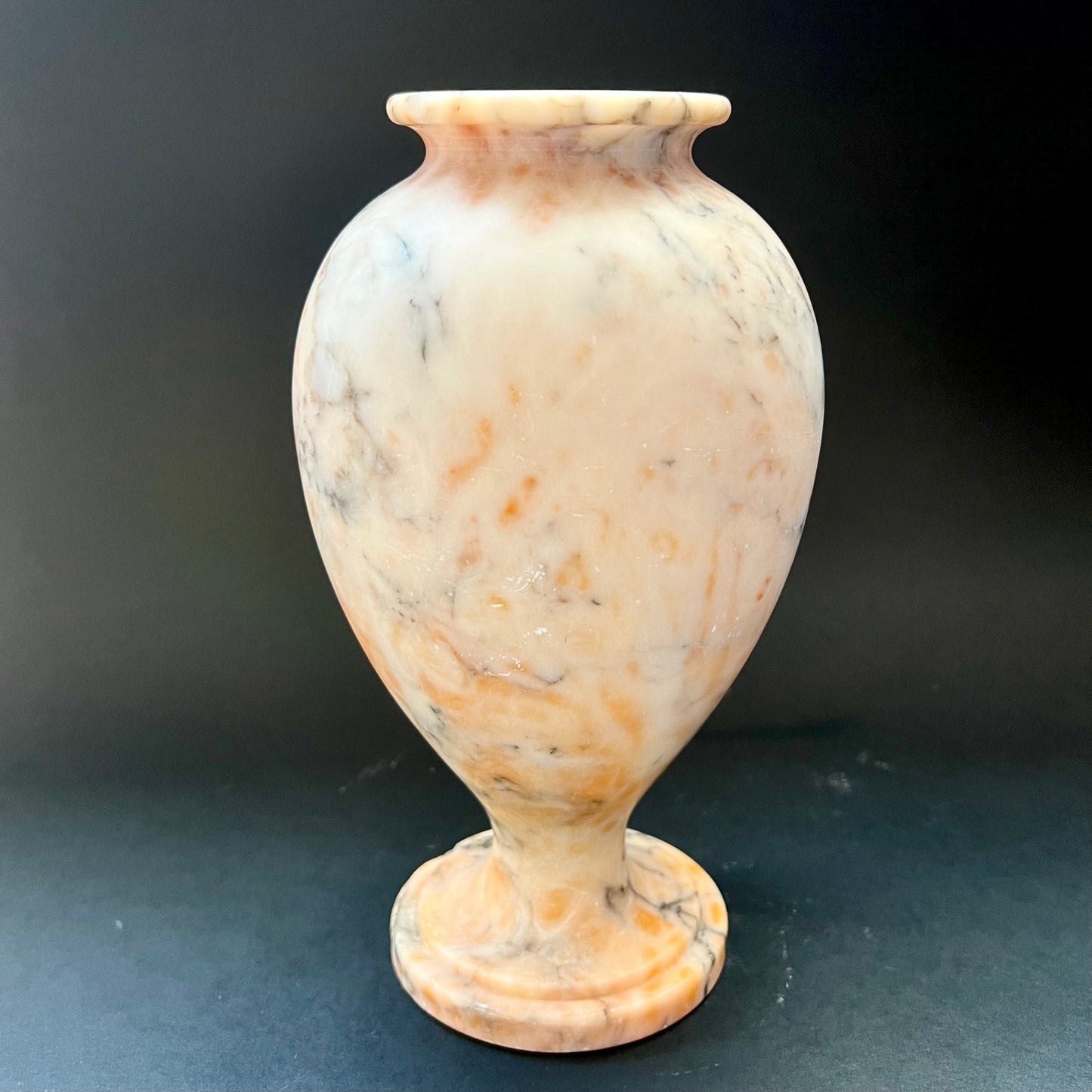Salmon alabaster vase circa early to mid 20th century