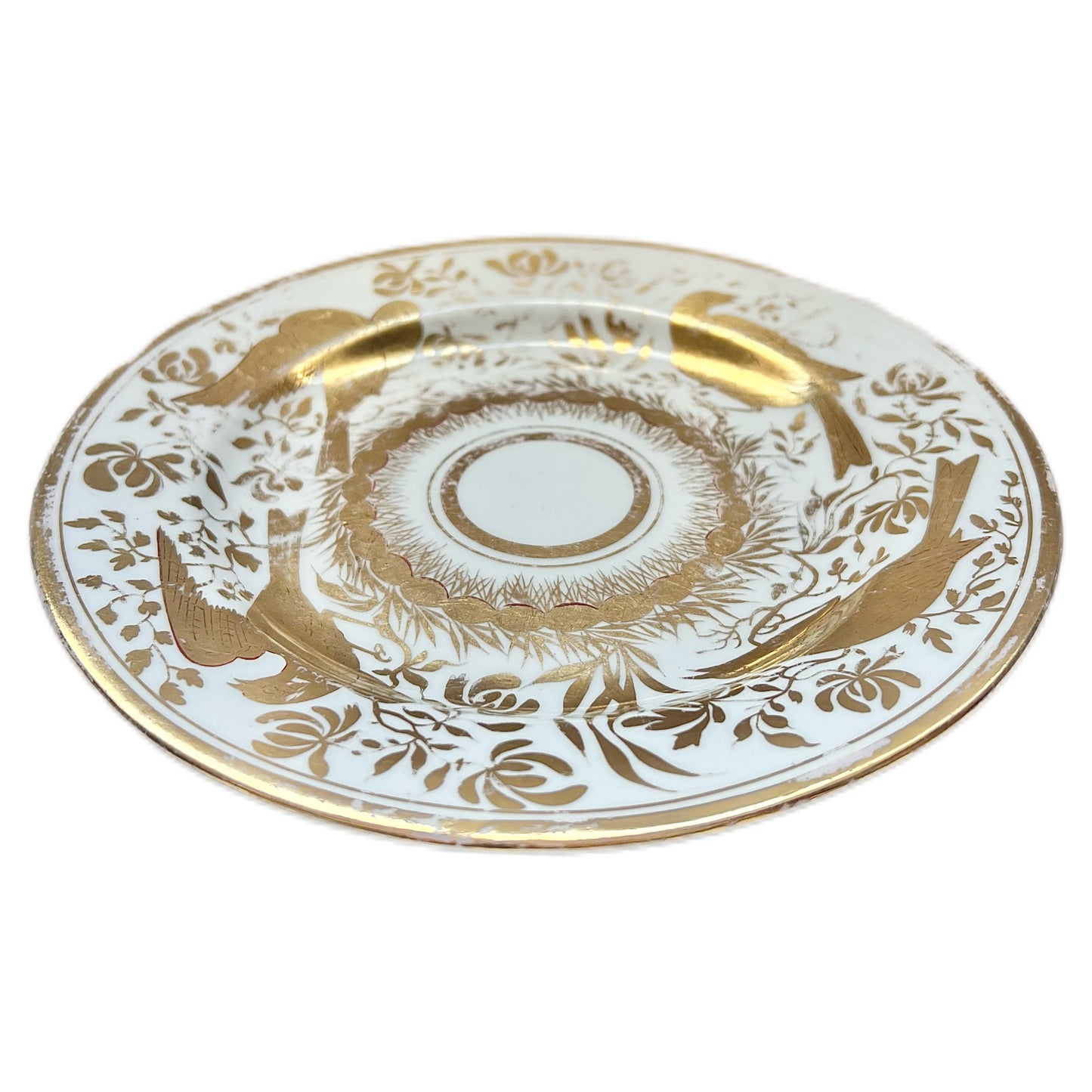 Minton First Period plate with a heavy gilt bird pattern