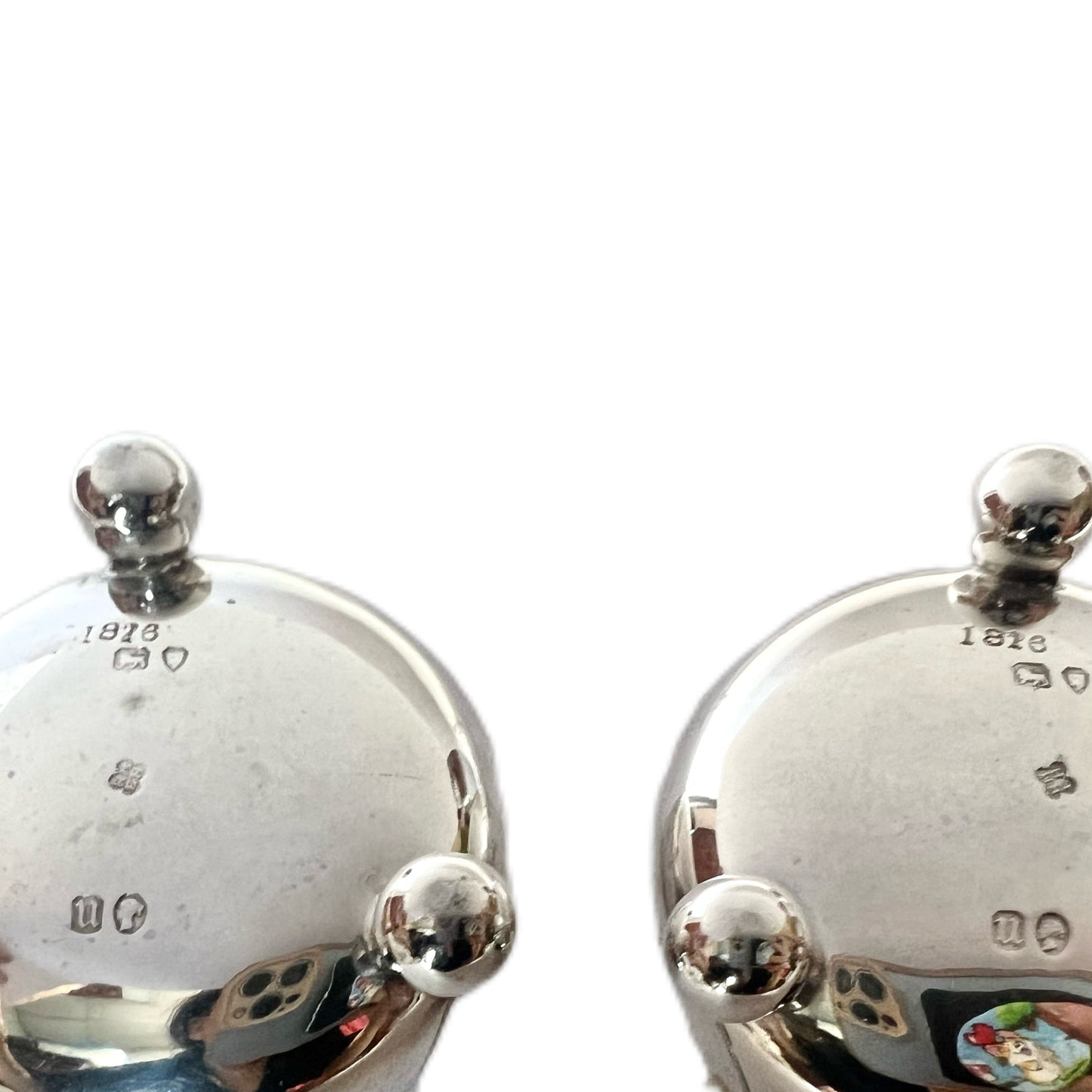 Late Victorian Christopher Dresser influenced sterling silver salt cellars, Martin, Hall & Co.