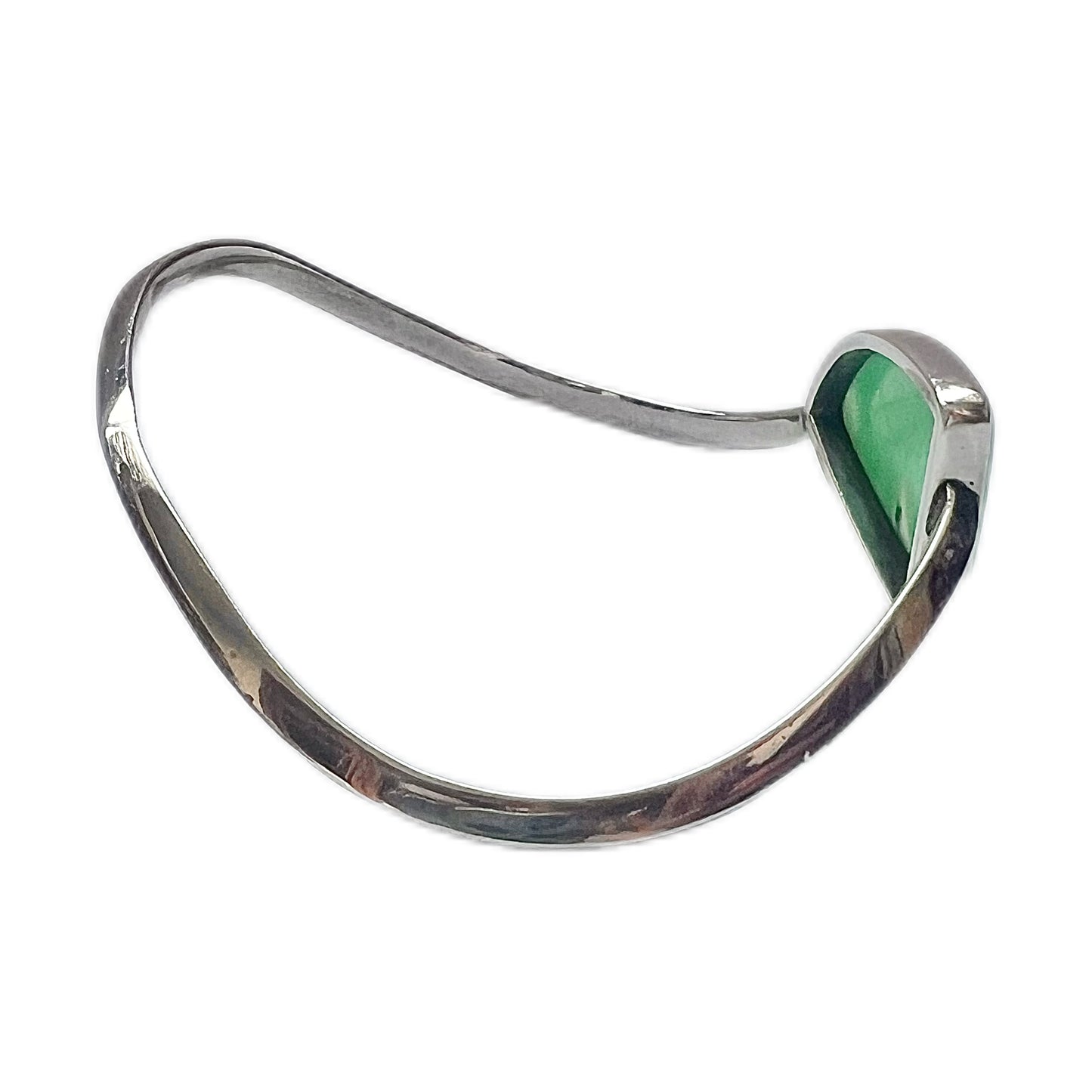 Vintage Australian sterling silver and chrysoprase statement bangle by Richard Ivey