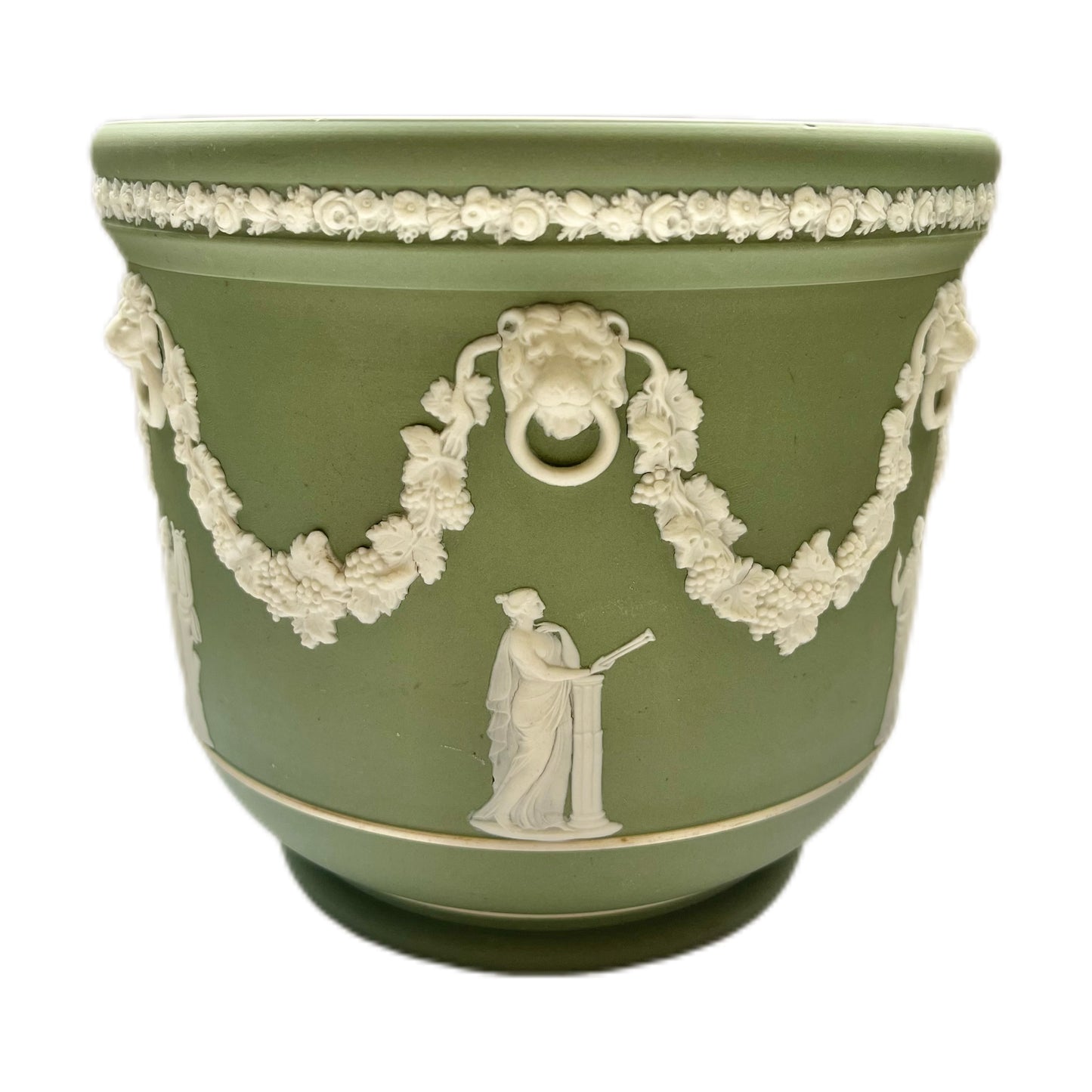 Antique green Wedgwood jasperware jardiniere