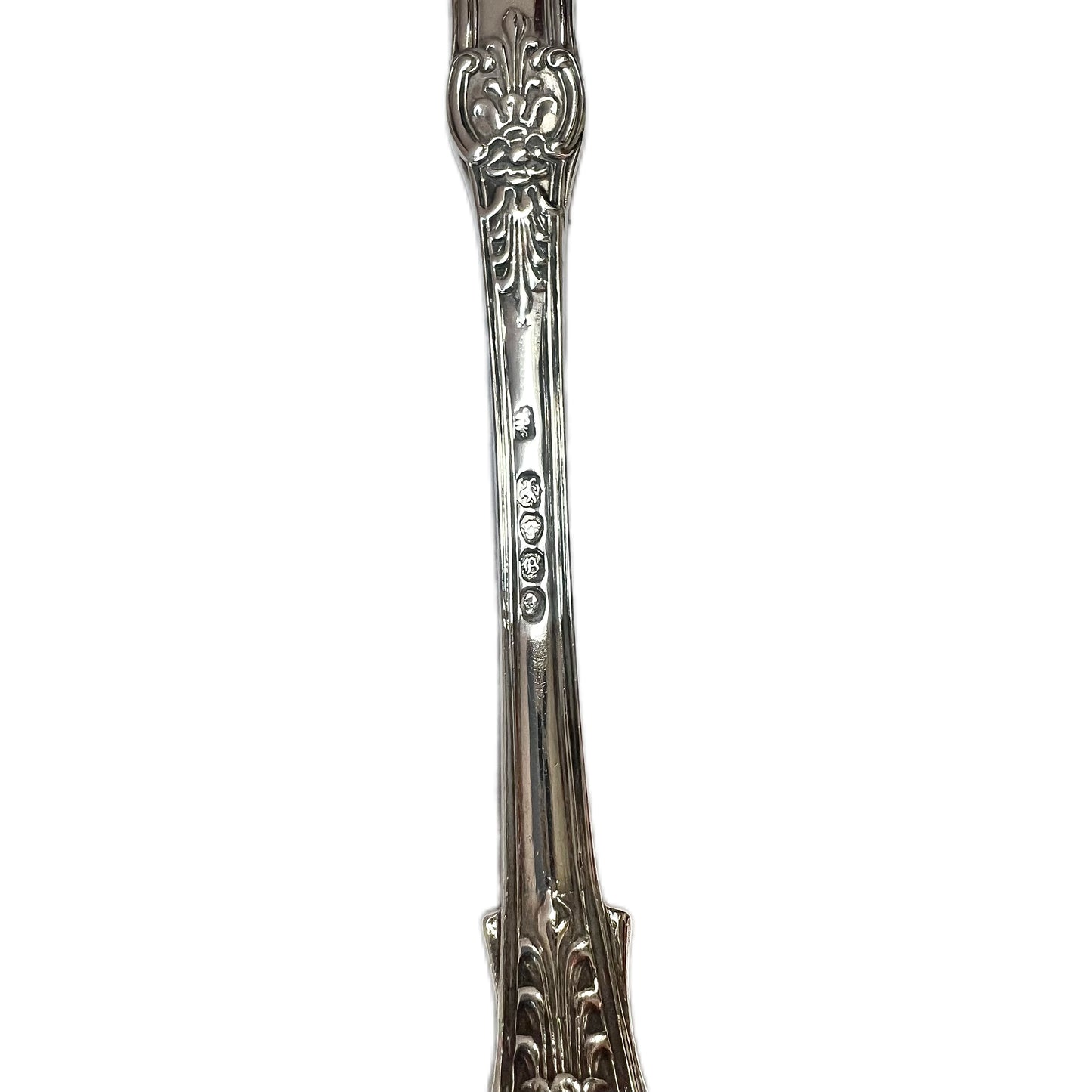 Antique William IV King’s pattern sterling silver serving spoon, with marks for John James Whiting, London, 1837