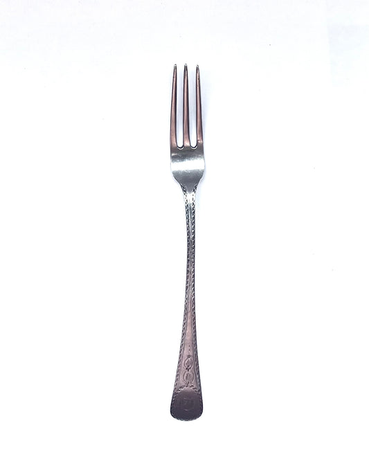Excepcional tenedor de plata de exportación chino del siglo XVIII del importante fabricante Bao Ying, de estilo georgiano con patrón de corte brillante.