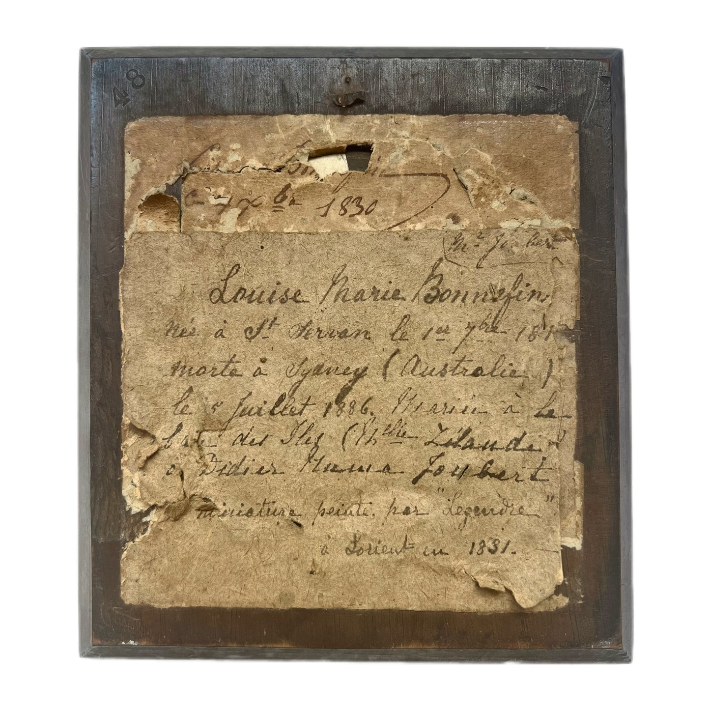 Rare and Important antique 19th century Miniature of Lise Joubert, wife of Didier Numa Joubert