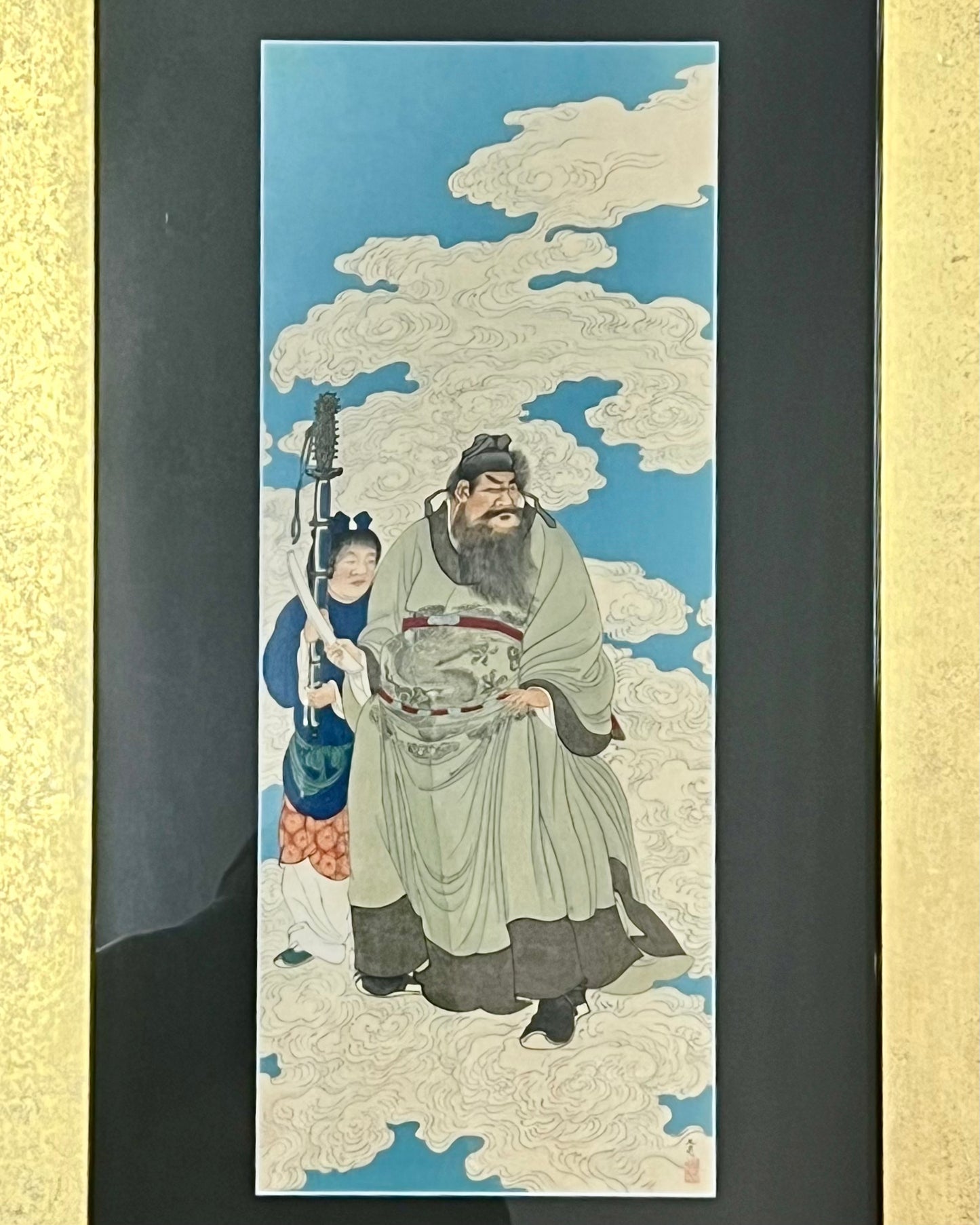 Grabado en madera ukiyo-e del período Meiji tardío de Shoki Demon-Queller, alrededor de 1890 a 1900