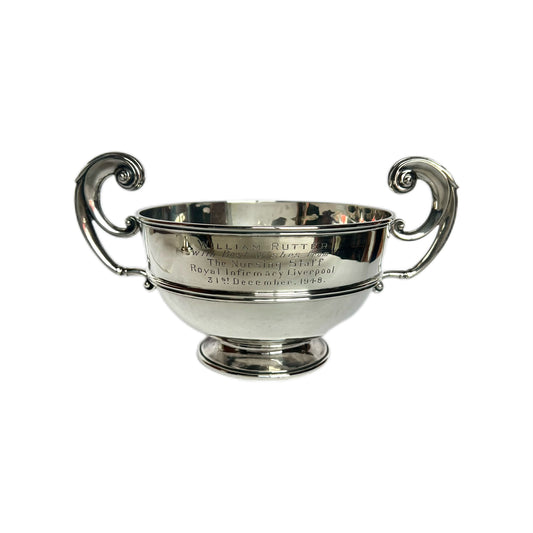 Antique sterling silver twin-handled presentation Rosebowl