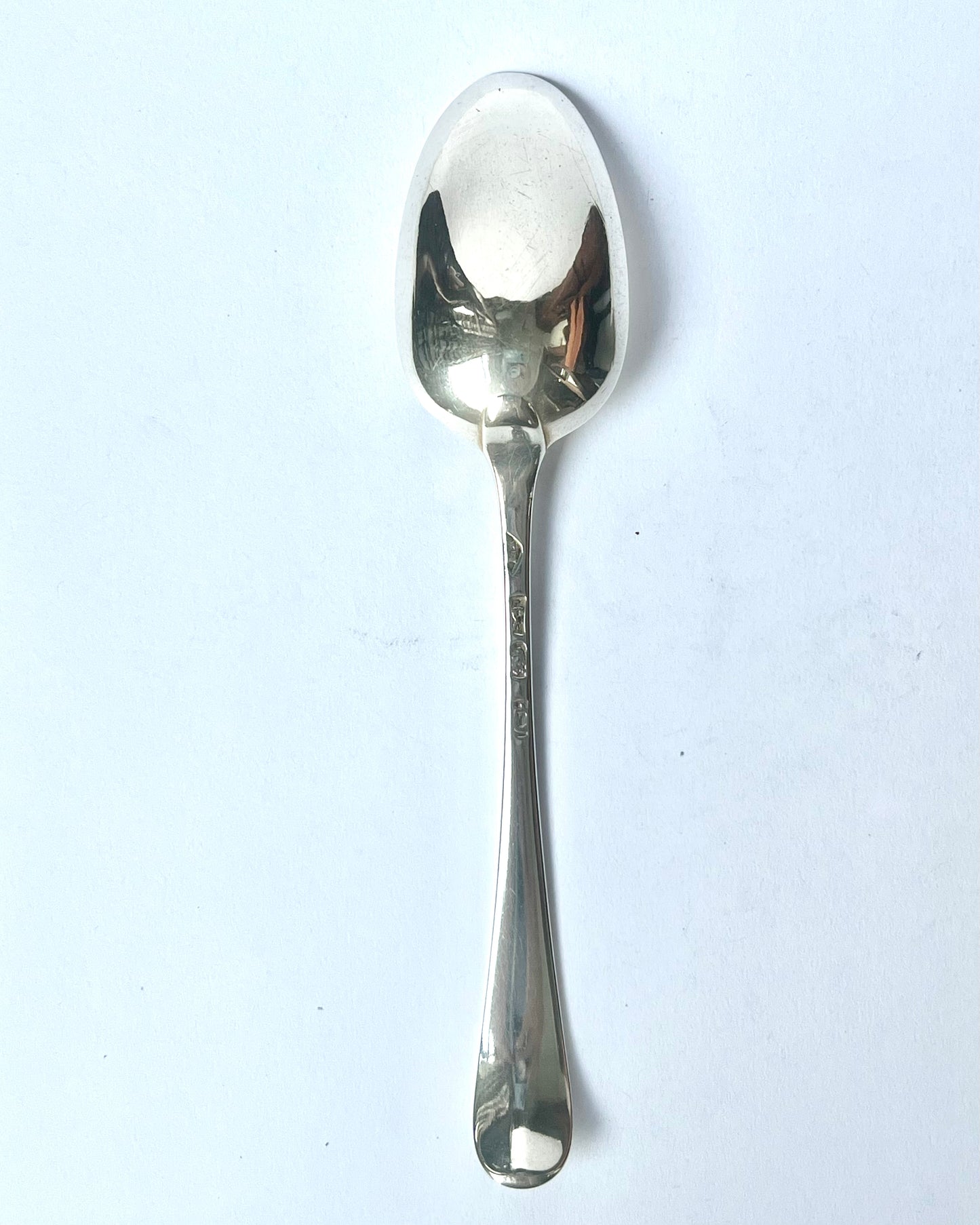 Antique George II sterling silver tablespoon, demi-lion crest, with marks for London 1759
