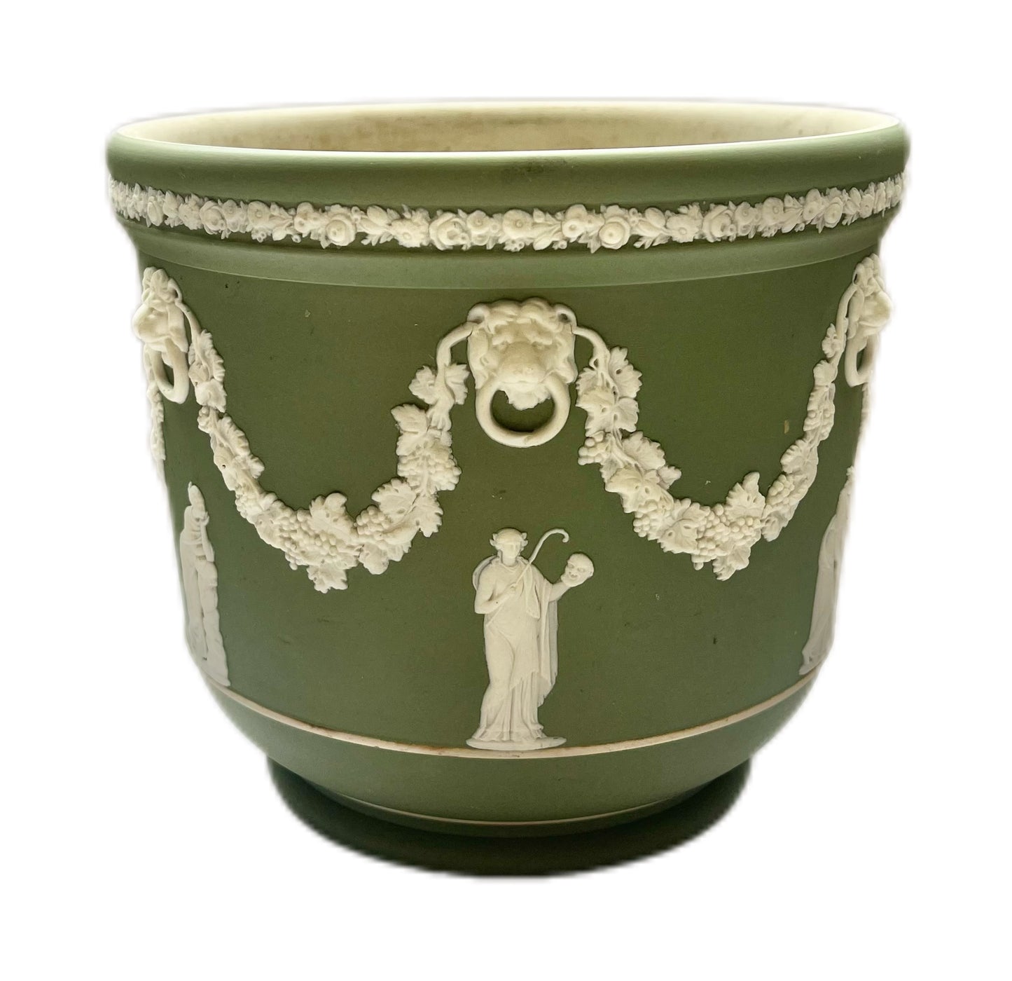 Antique green Wedgwood jasperware jardiniere