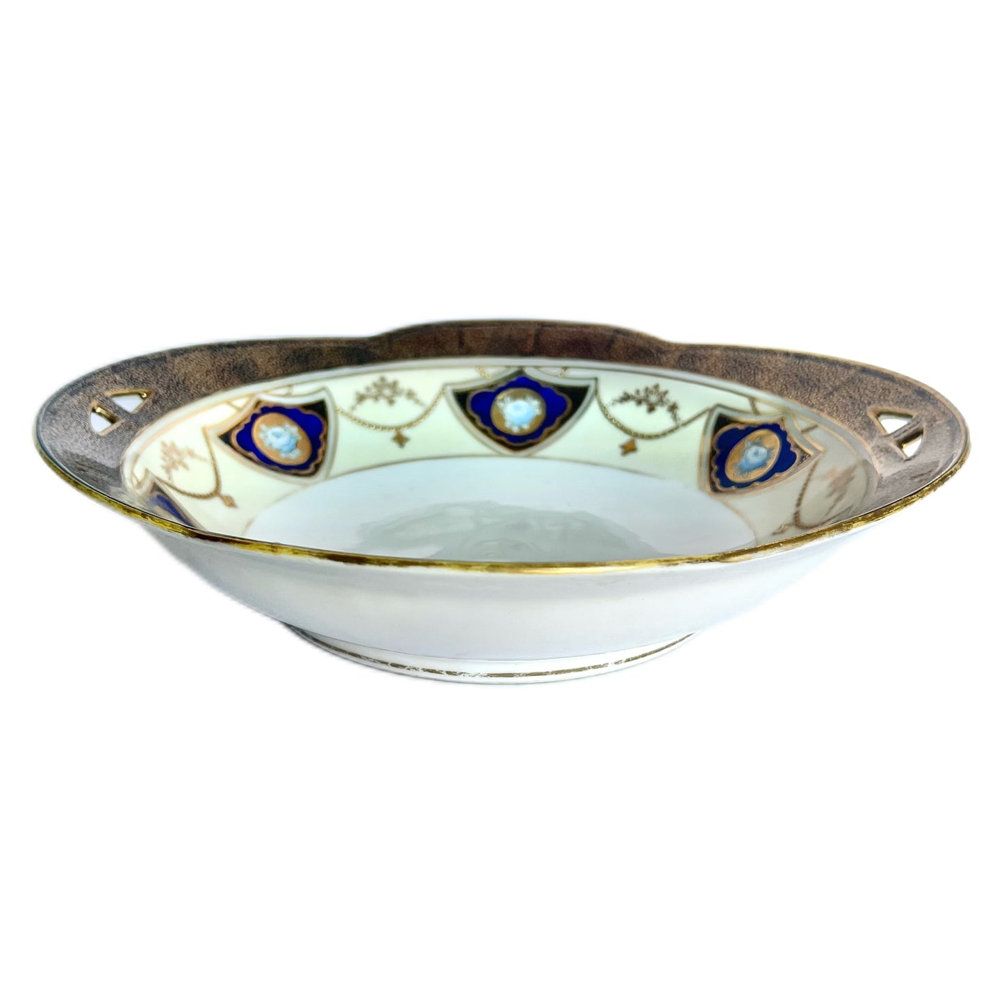 Antique Noritake cobalt and gold vegetable or salad bowl