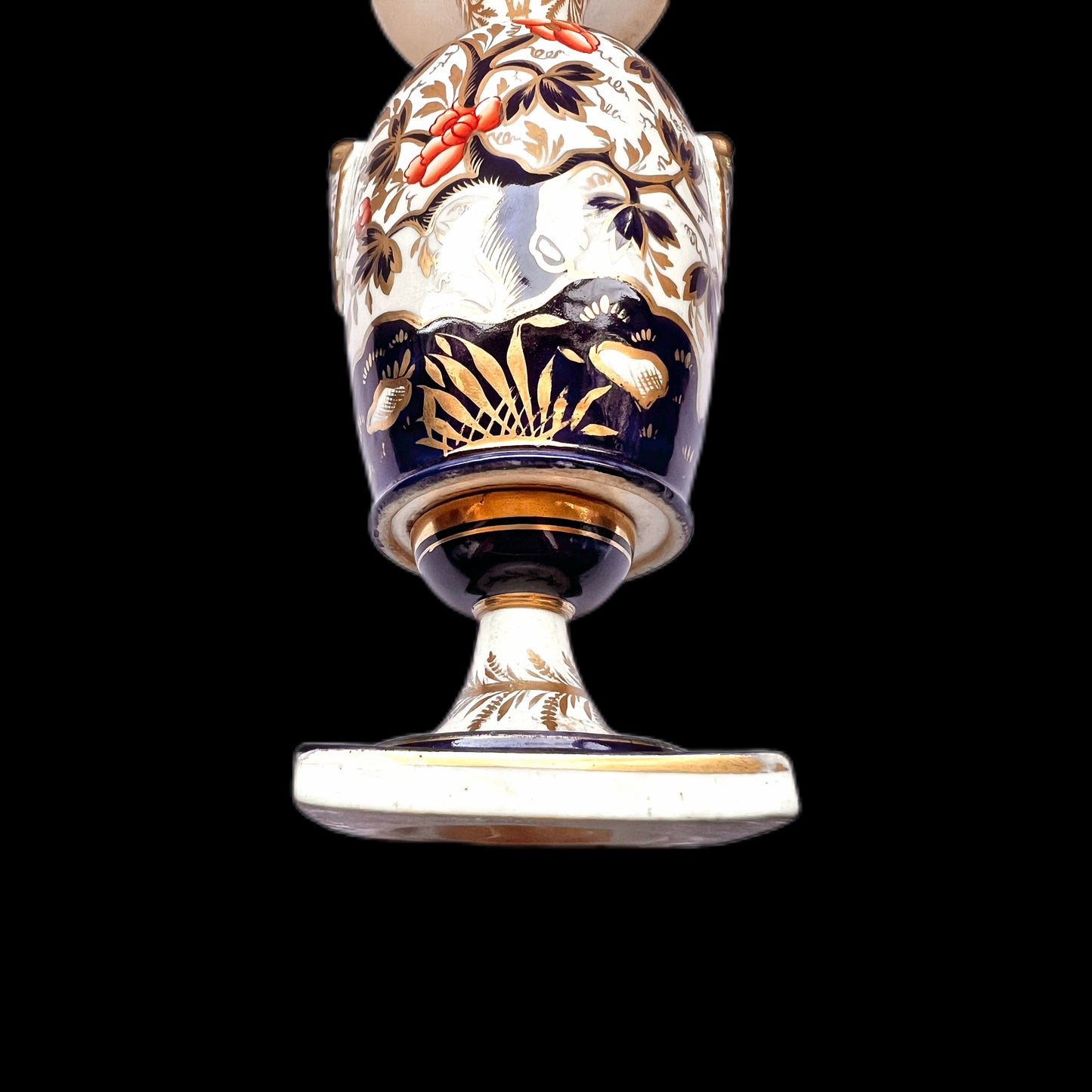 Jarrón antiguo de porcelana Mayer & Newbold de estilo Imari, circa 1820.