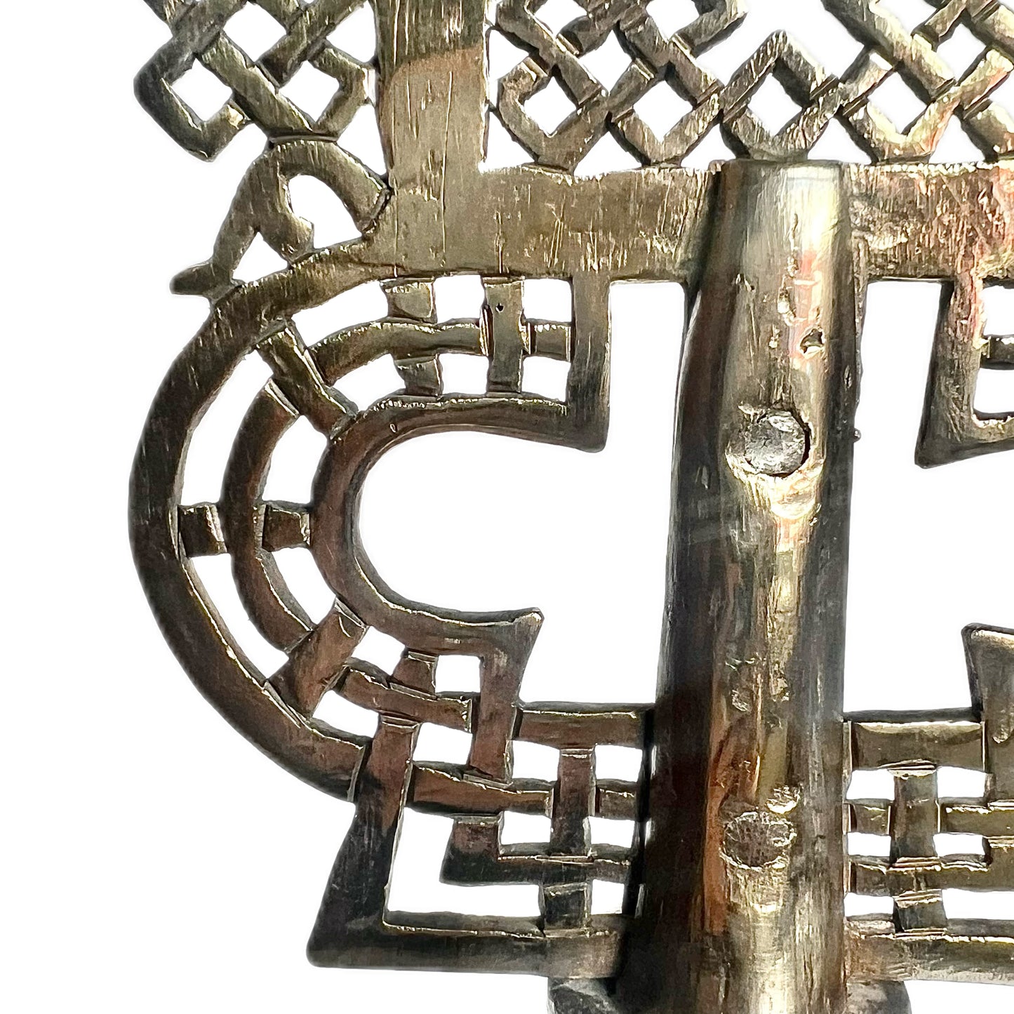 Large vintage possibly antique Ethiopian Coptic Cross with custom stand