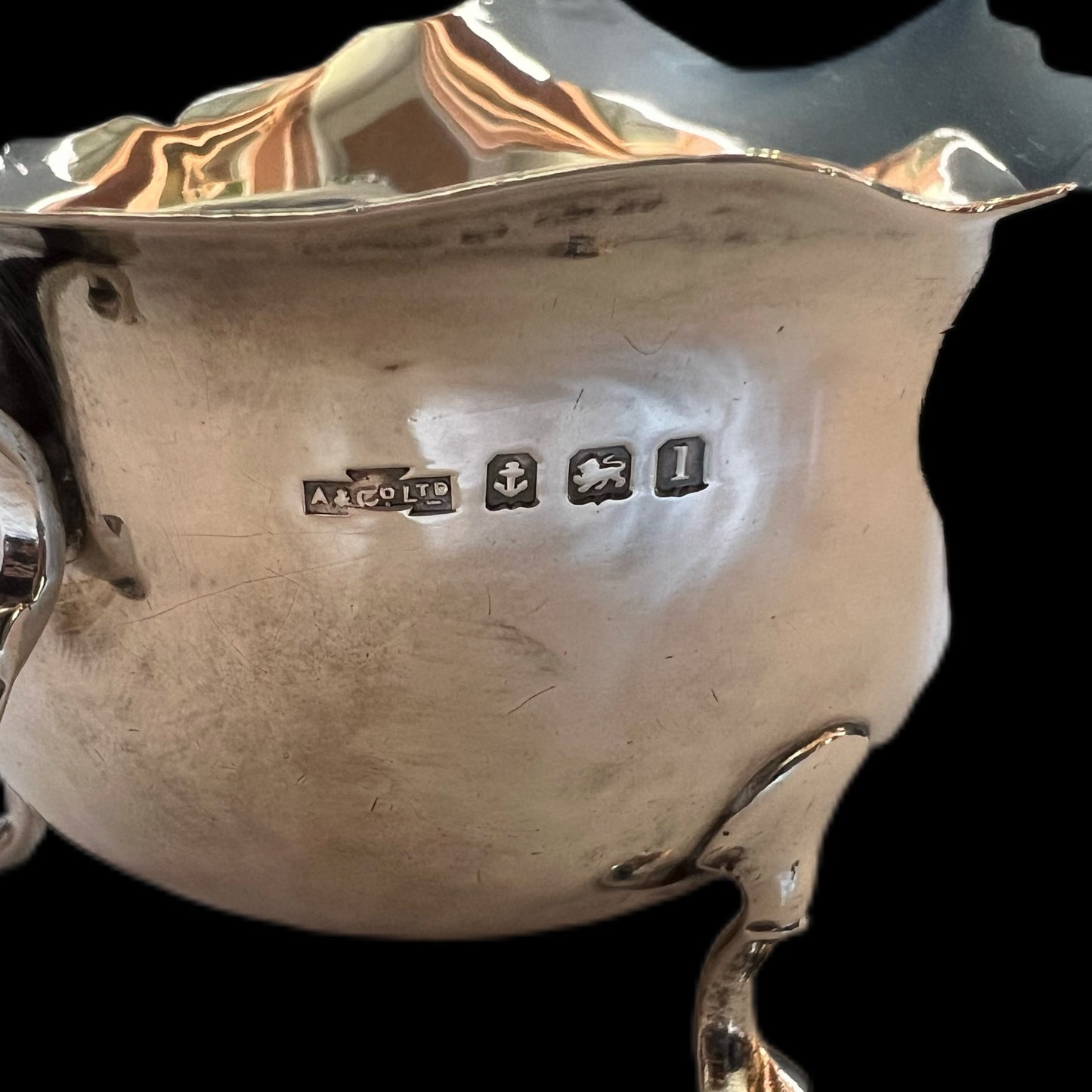 Antique Edward VII Asprey of London sterling silver sauce jug