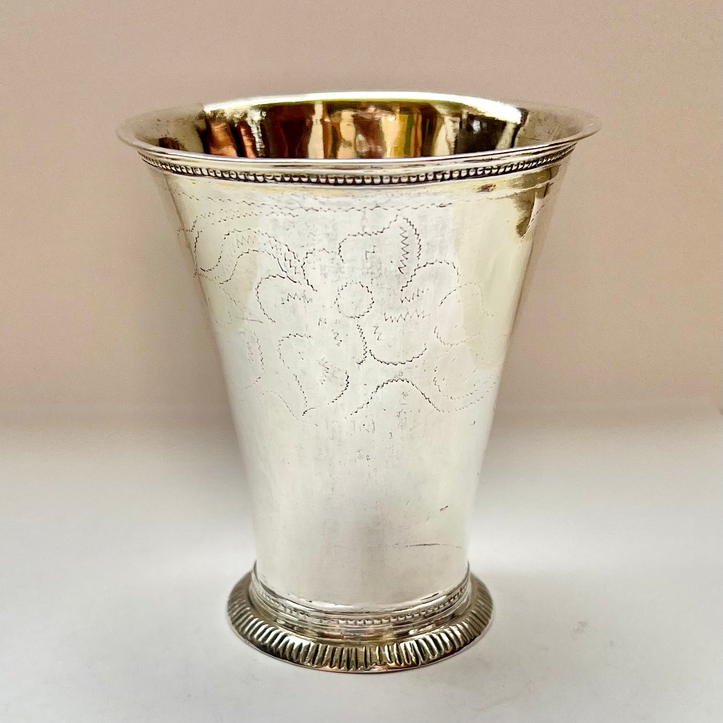 Late 18th century Swedish .830 silver beaker with later inscription, with marks attributed to Uppsala, 1792