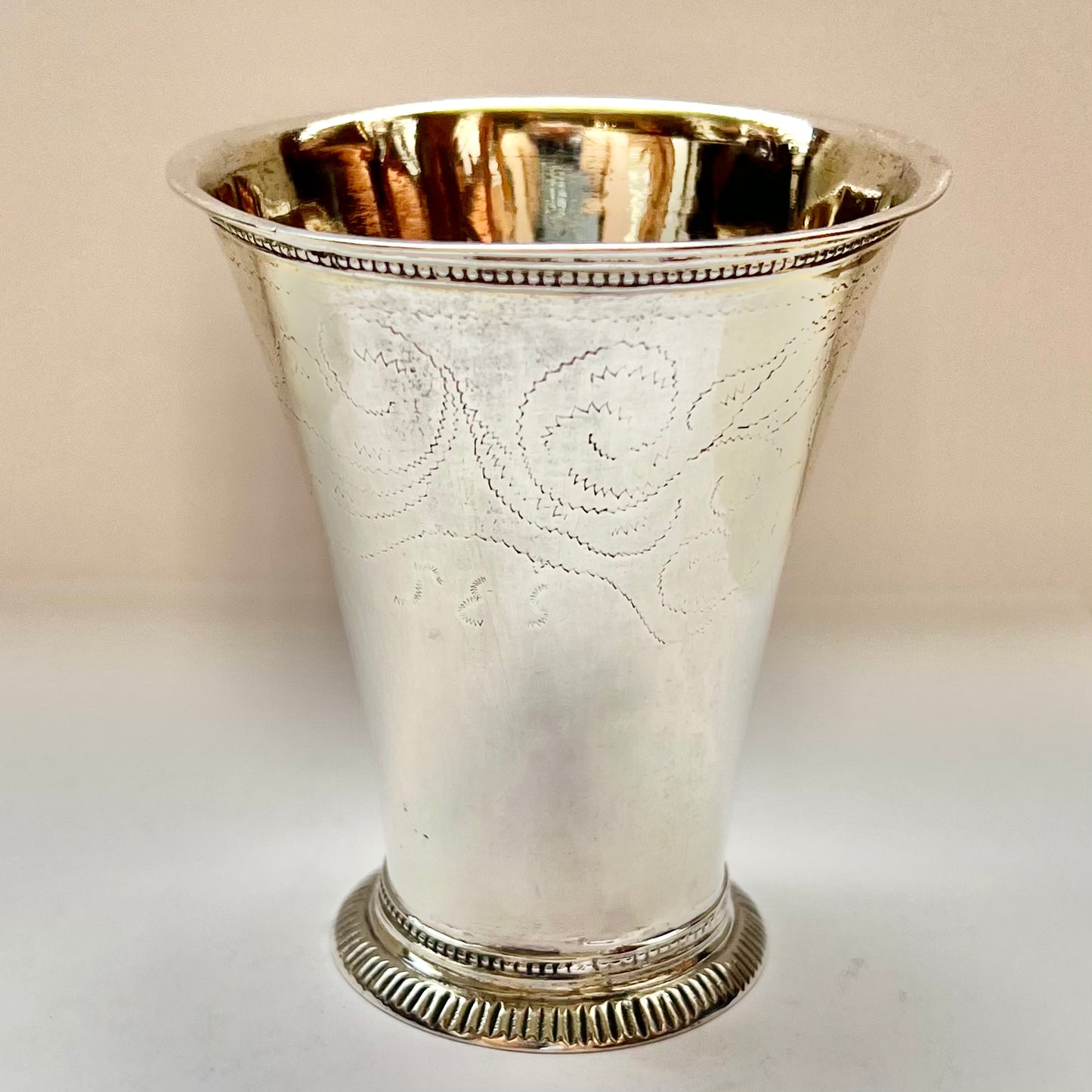 Late 18th century Swedish .830 silver beaker with later inscription, with marks attributed to Uppsala, 1792