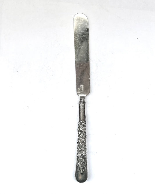 Esparcidor de mantequilla japonés antiguo de plata de exportación de Bisansha 美産舎, Yokohama