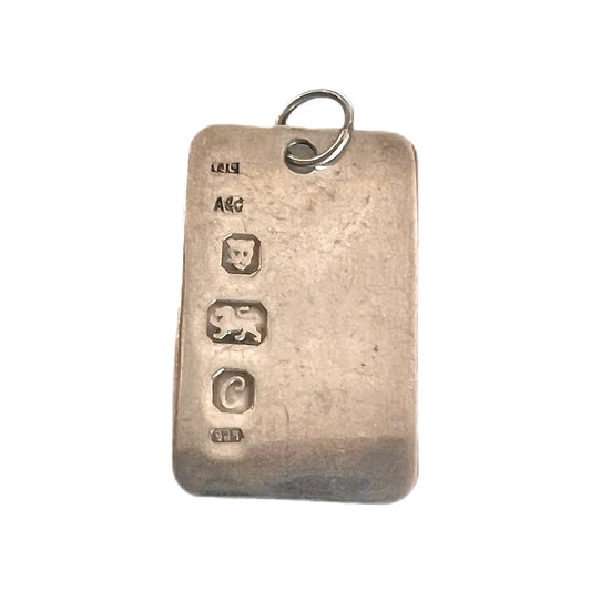 Vintage English QEII sterling silver dog tag pendant