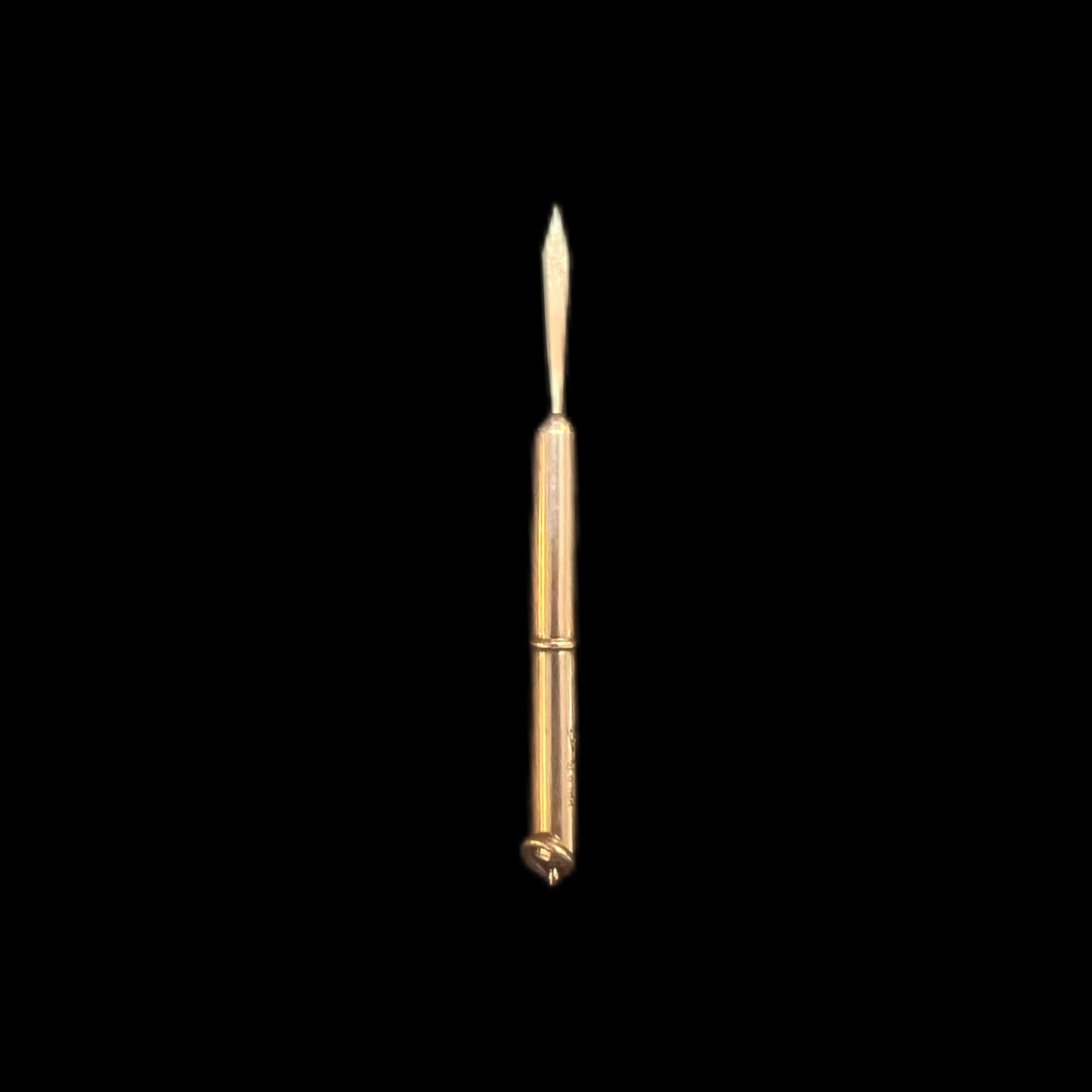 Vintage possibly antique English Payton & Pepper 9ct gold retractable toothpick