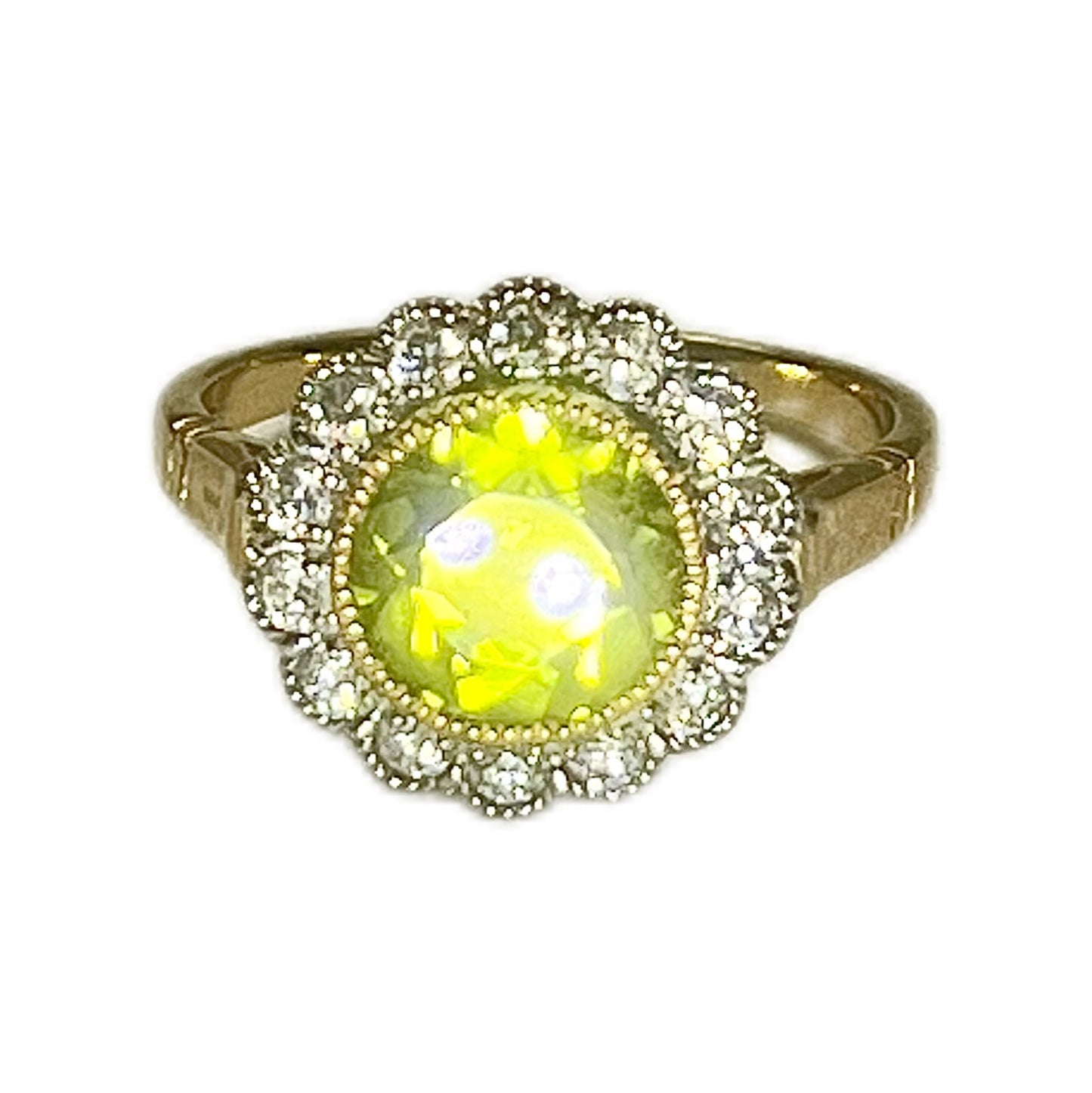 Vintage 3 carat peridot and diamond ring, 9 carat gold setting