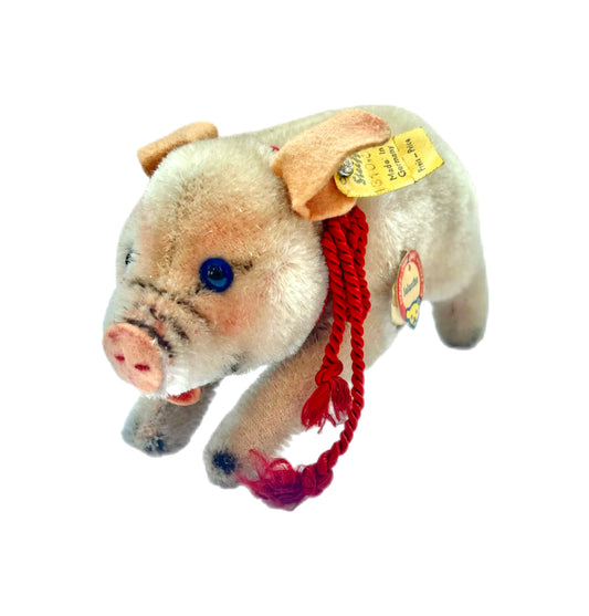 Cerdito de peluche vintage Steiff "Jolanthe" de los años 50 a 60, fabricado en Alemania.