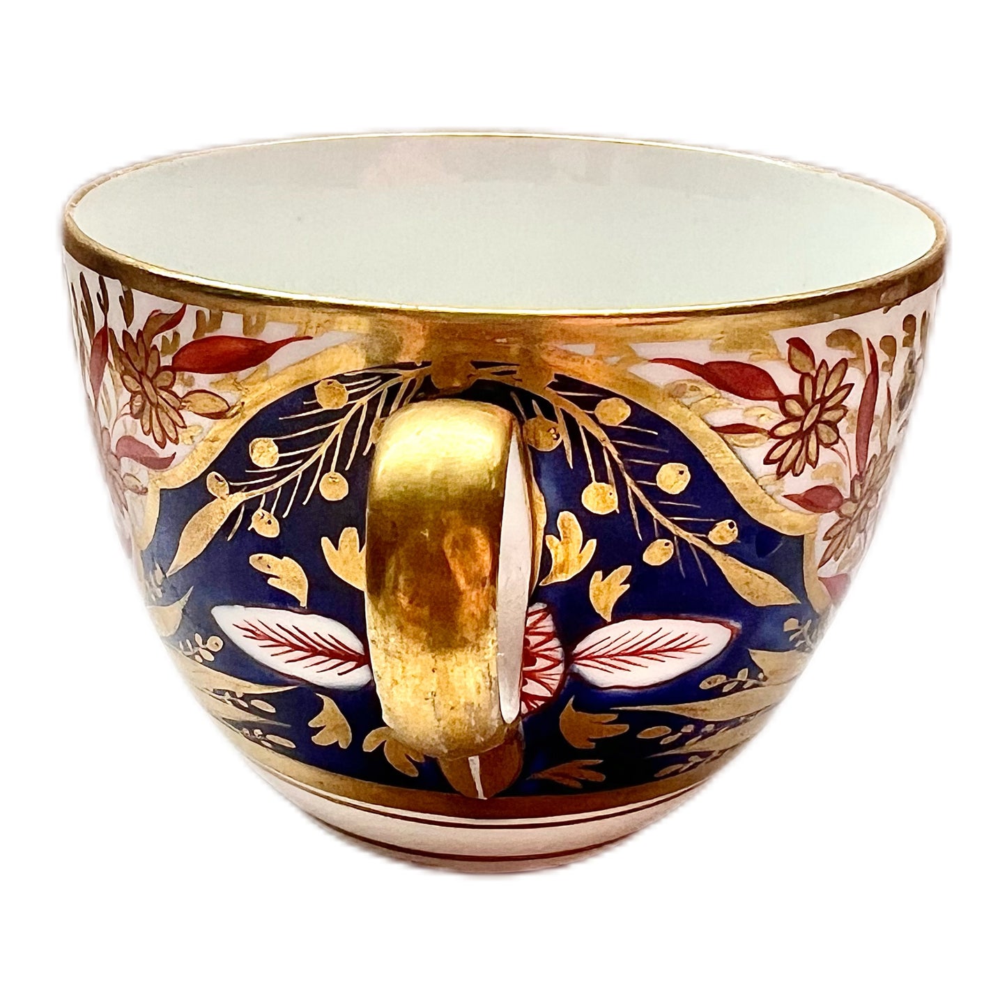 Early Regency period English hard paste porcelain Bute shaped teacup with ringhandle, circa 1800s to 1810s