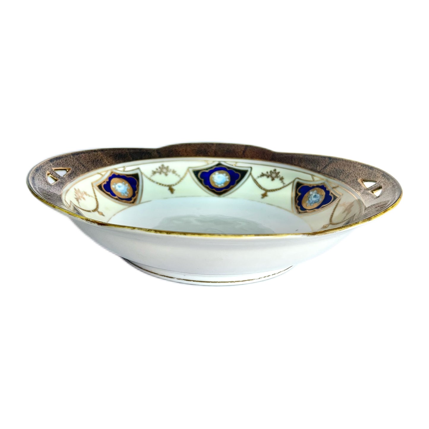 Antique Noritake cobalt and gold vegetable or salad bowl