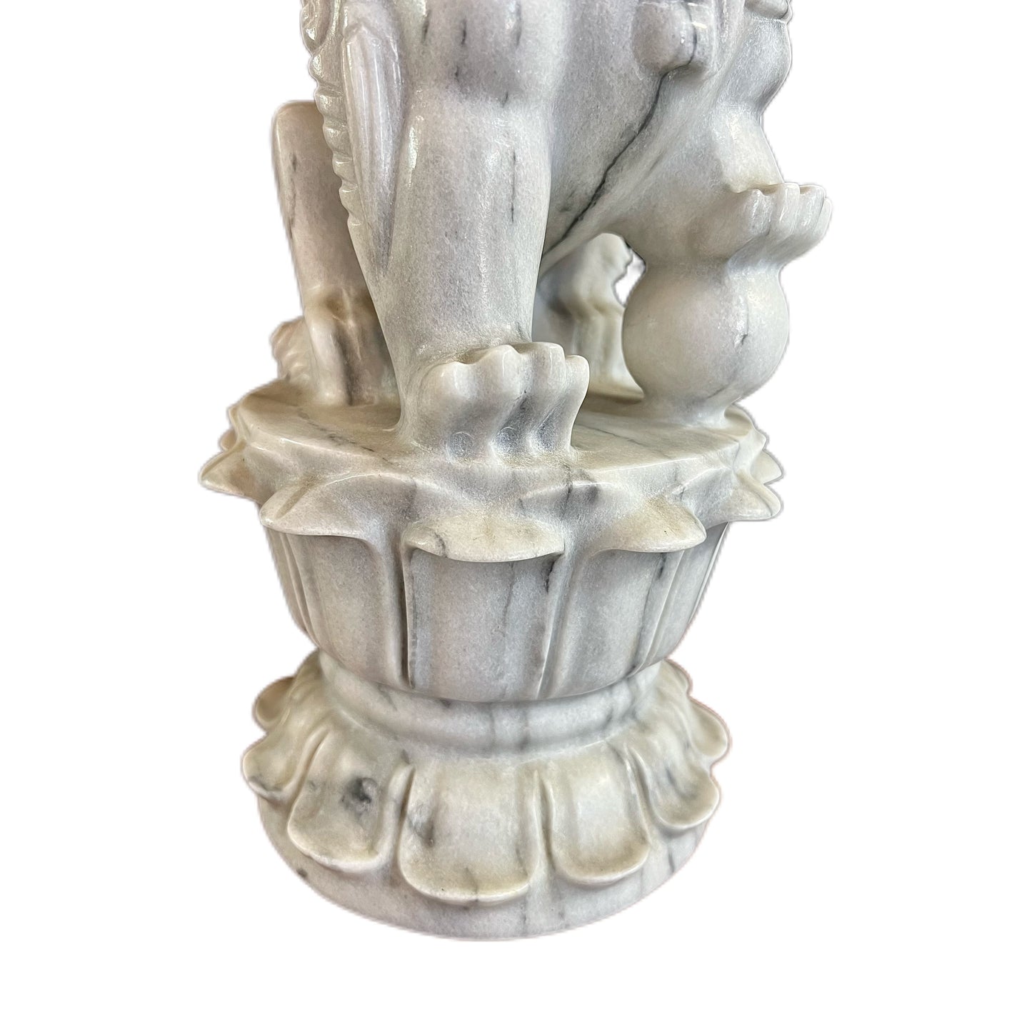 A stunning pair of vintage 20th century marble foo dogs of good size