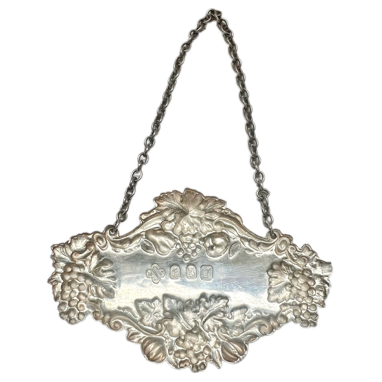 Vintage English Sherry Britannia silver liquor ticket, London, 1966