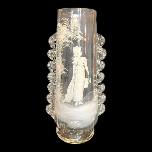 Antique Mary Gregory hand-blown glass vase