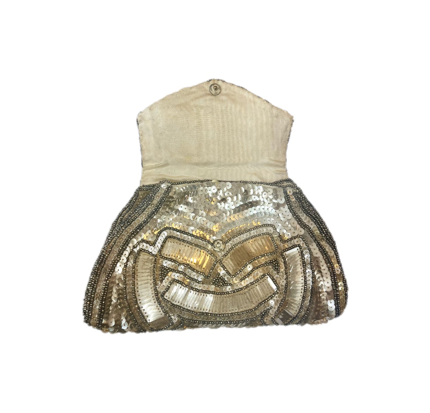 Beautiful Art Deco sequinned evening purse with compact and comb-holder