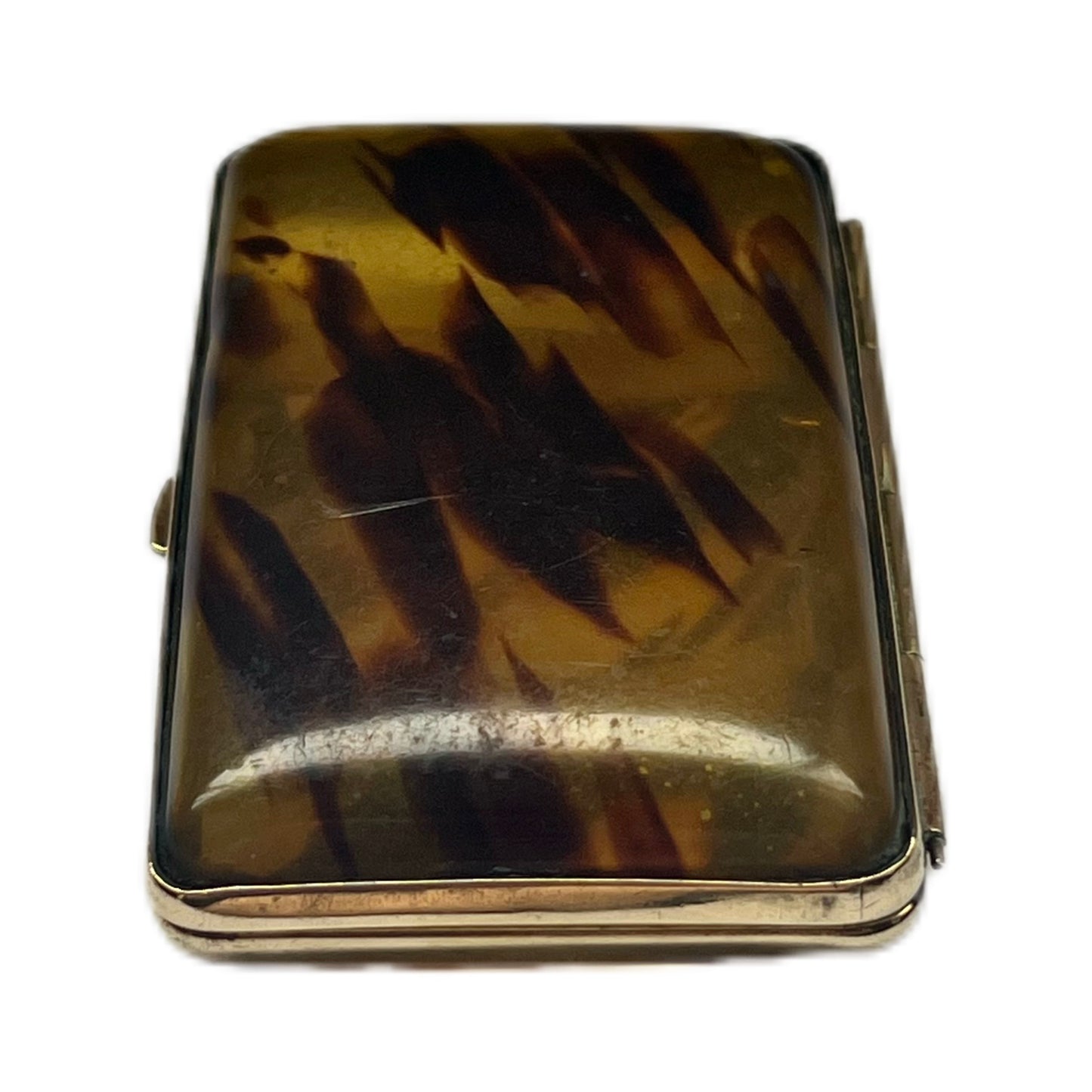 Estuche antiguo para cigarrillos de celuloide de imitación de carey, de estilo eduardiano a art déco.