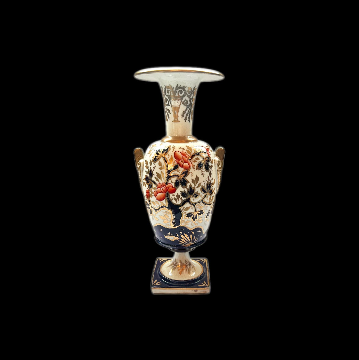 Jarrón antiguo de porcelana Mayer & Newbold de estilo Imari, circa 1820.