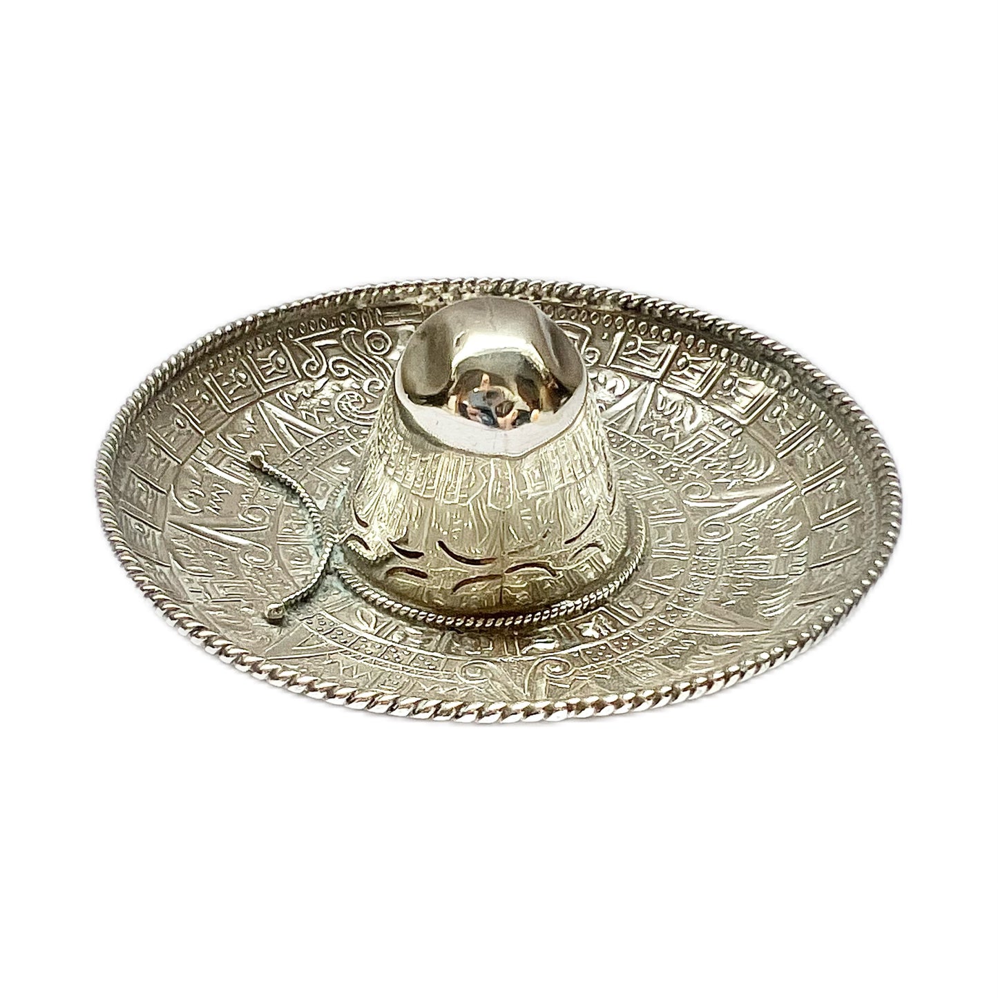 Midcentury modern Mexican figural sterling silver sombrero trinket dish