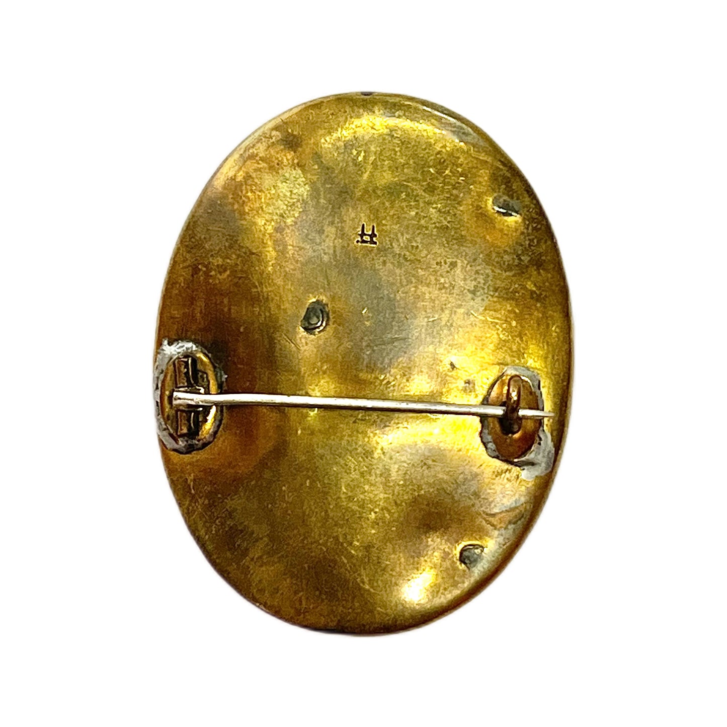 Oval late Meiji to Taisho Period Satsuma rose brooch