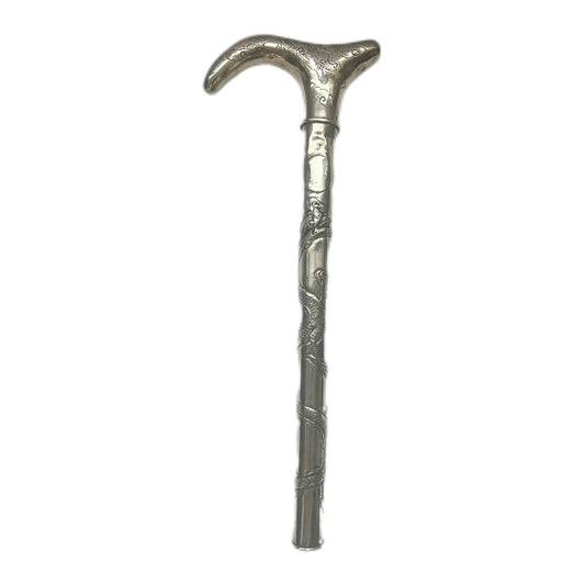 Antique .850 purity Chinese export silver parasol handle by Hung Chong, Shanghai